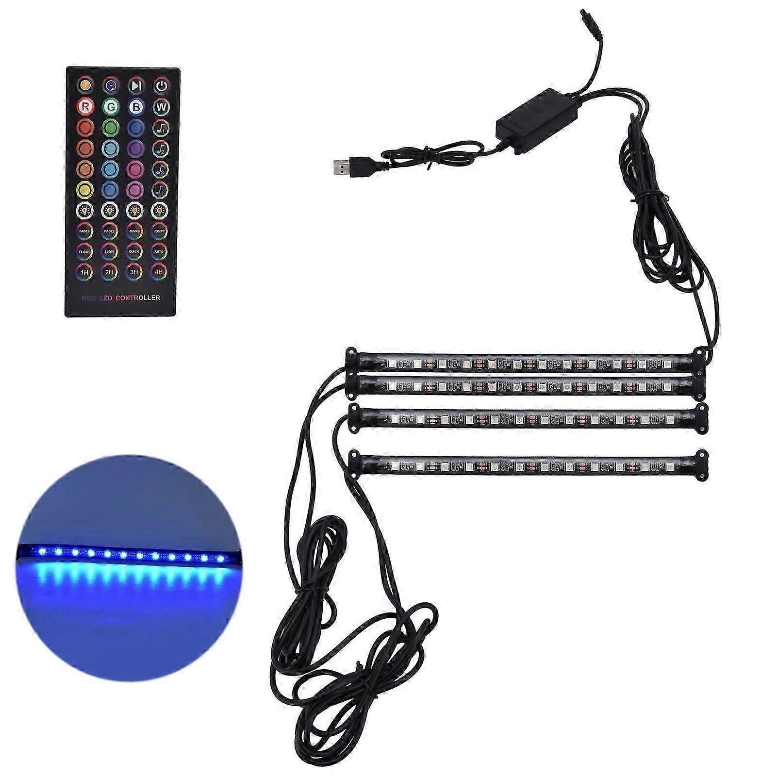 RGBW LED Car Interior Strip Lights with Music Mode Ambient Lighting USB Bluetooth APP Remote Control 2025