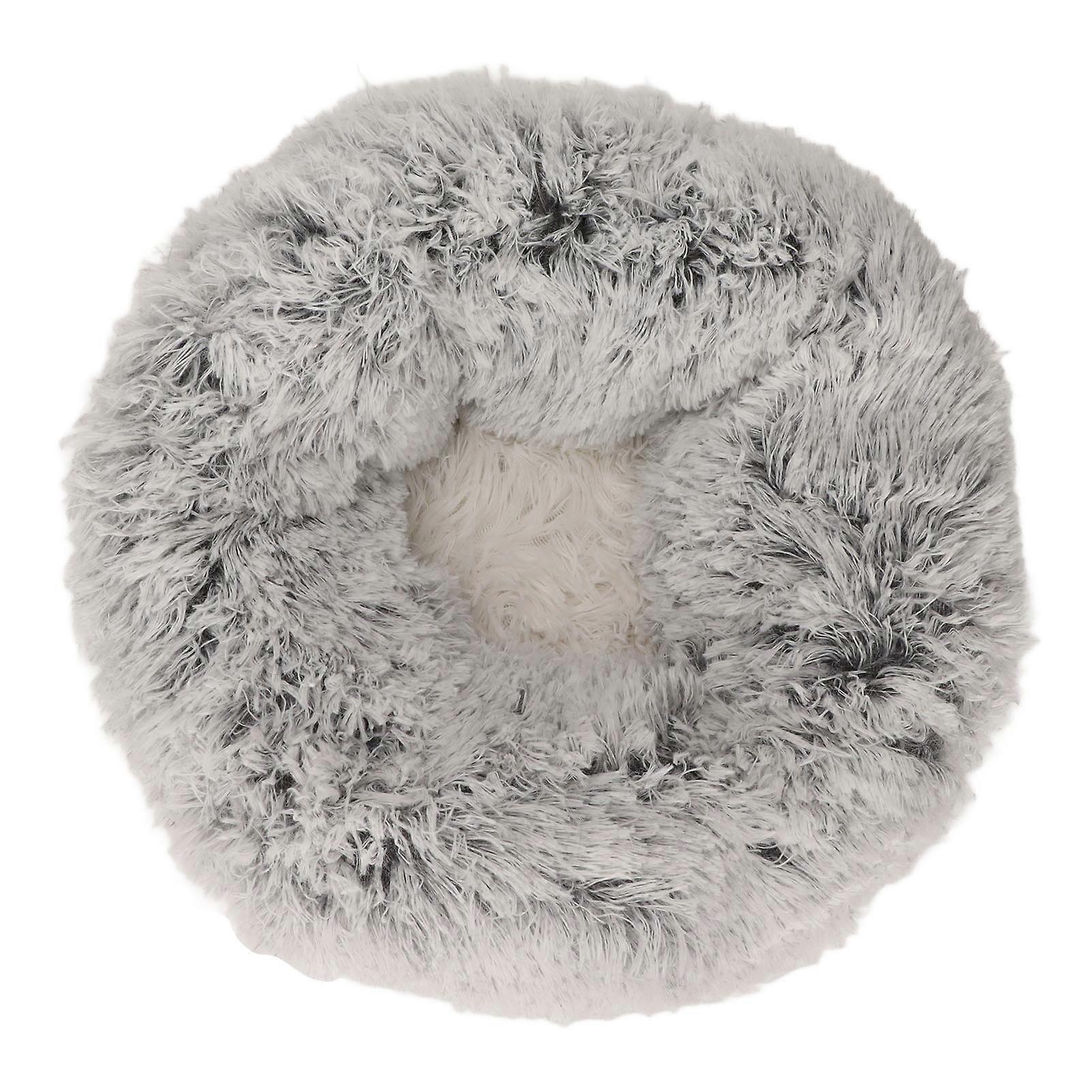 Self Warming Plush Cat Bed 75cm Grey Breathable Soft Round