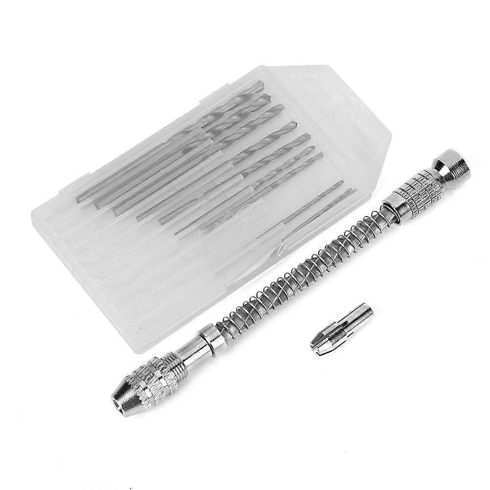 Aluminum Alloy Semi Automatic Twisted Hand Drill with 10 Drill Bits for Woodworking Model Making