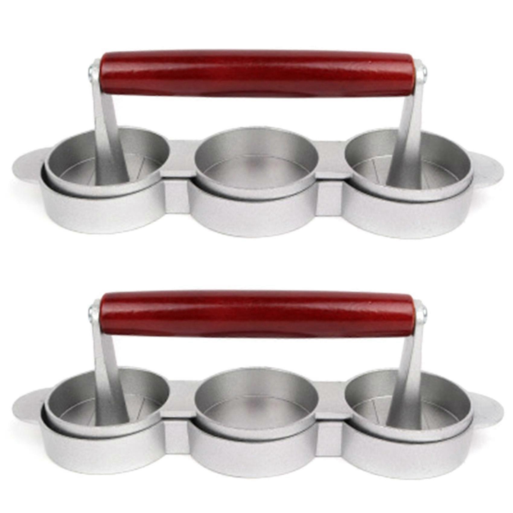 2X Mini Hamburger Presses Nonstick 3 Slot Small Burger Patties Triple Beef Burger Maker Mold Machine