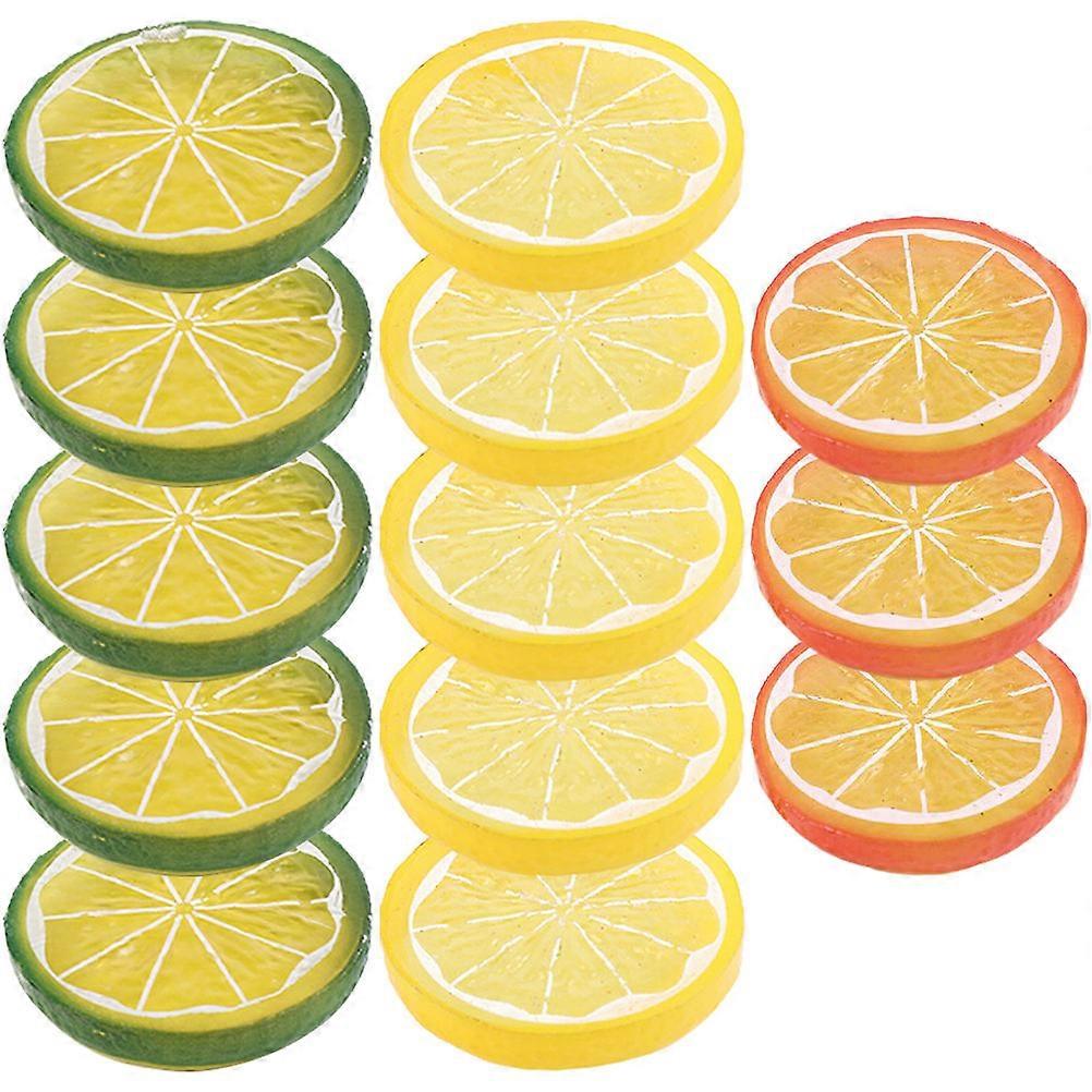 PVC Lemon Slices Artificial Decor for Home Use 13Pcs Assorted Color