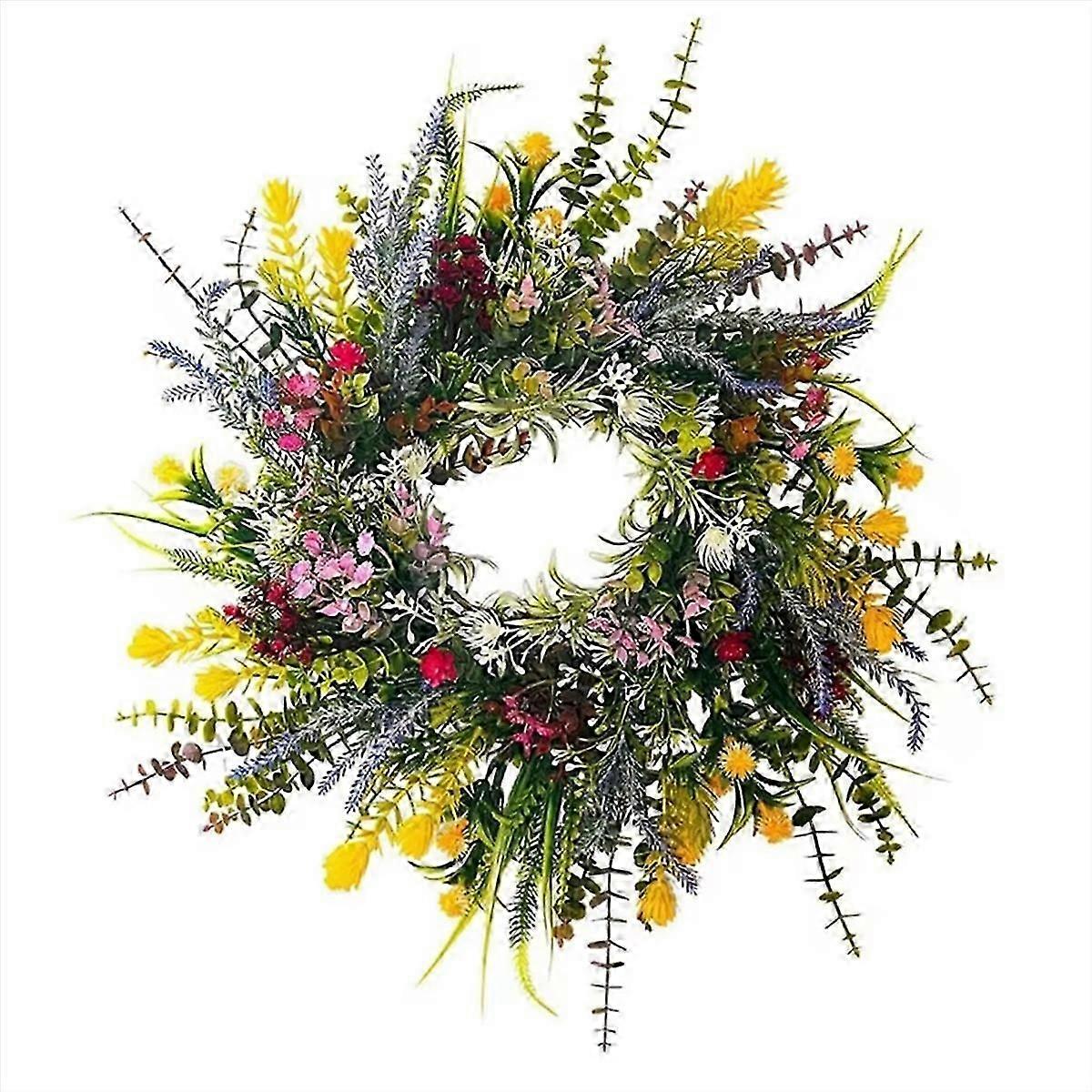 Spring Wreaths for Front Door 18in Outside Welcome Summer Flowers Weatherproof Greenery All Seasons Round Wreaths