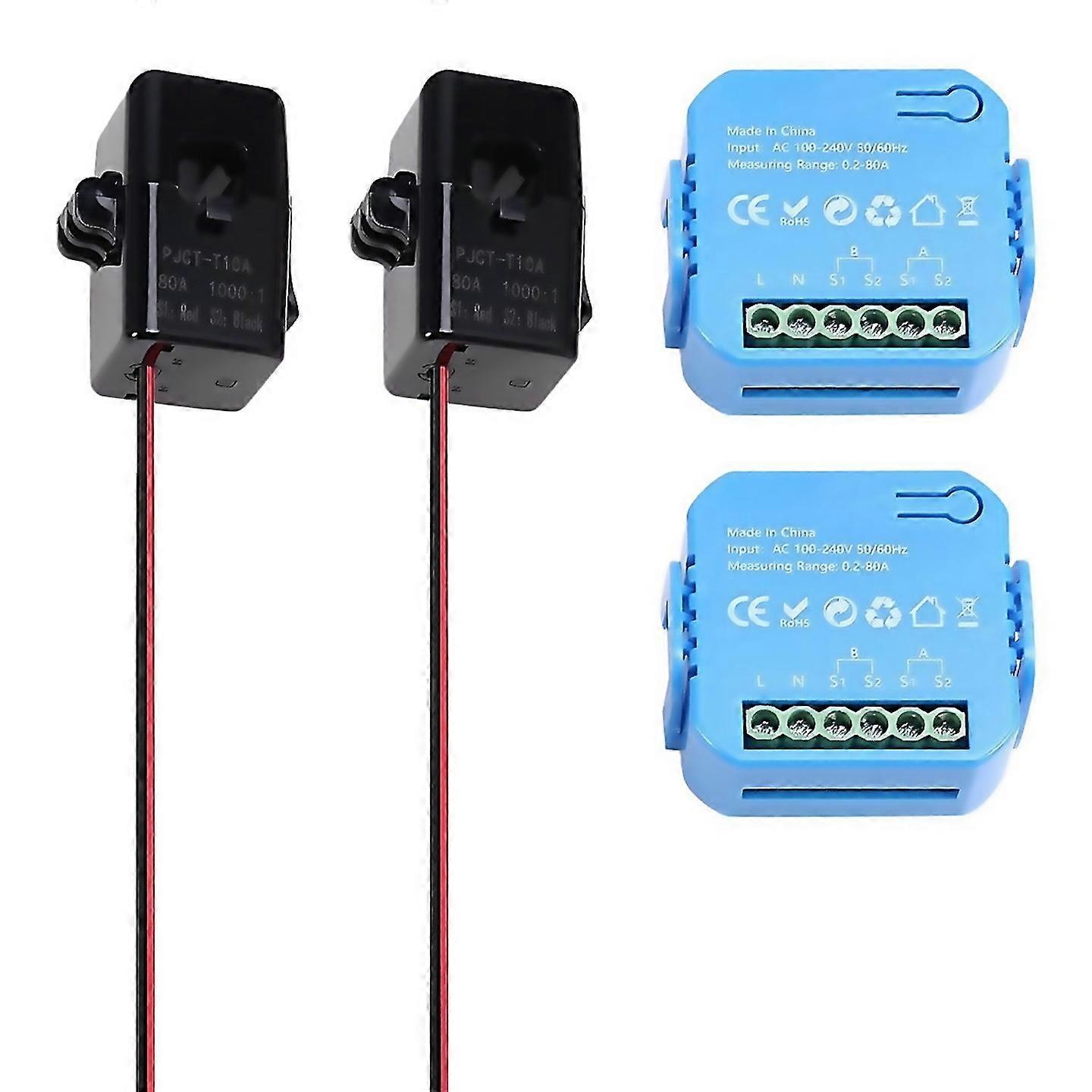 For 2pcs Tuya Smart Life Energy Meter Power Production Consumption Bidirectional Power Monitor Suppo