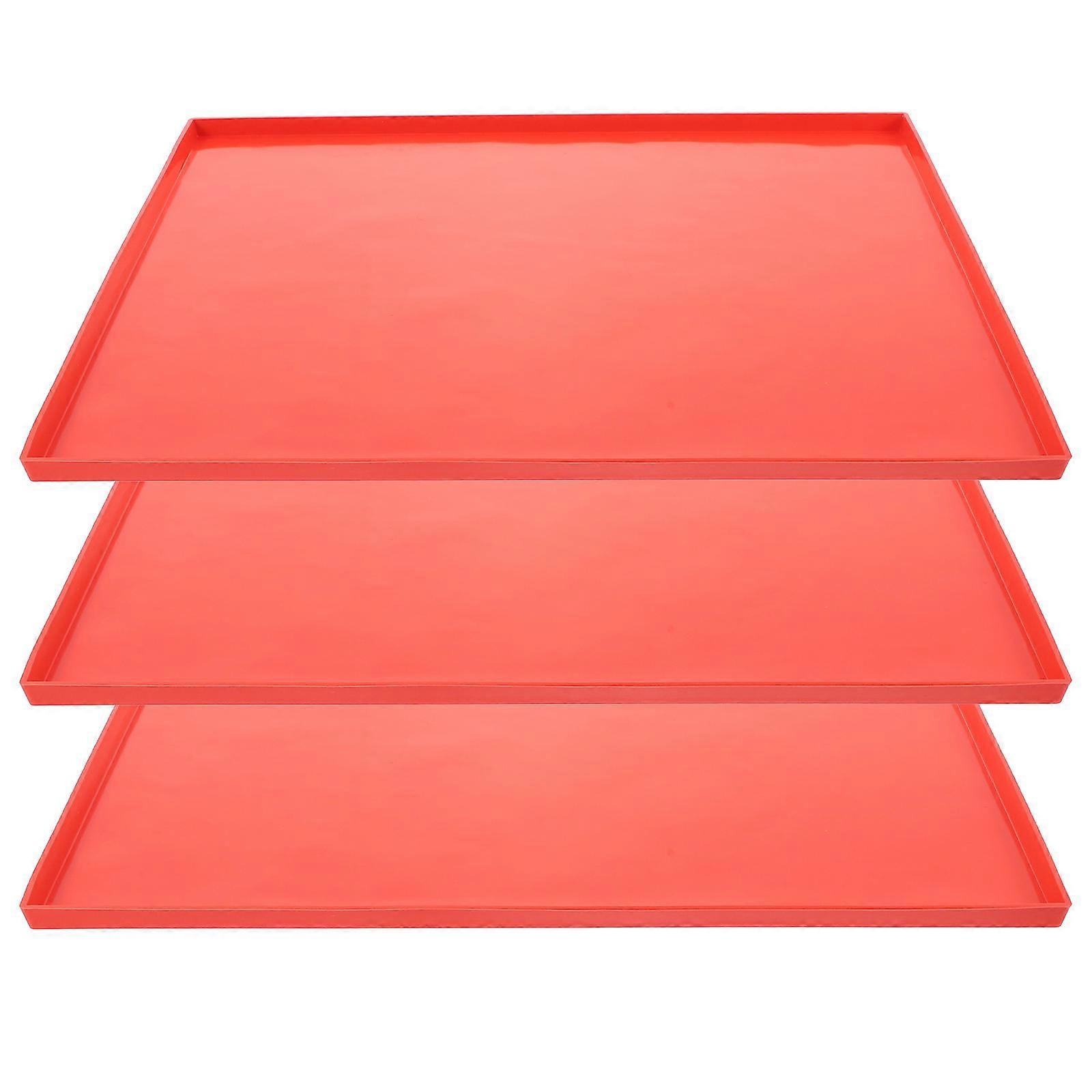 Red Silicone Dehydrator Mats for Steamer Use 3Pcs Baking Sheets