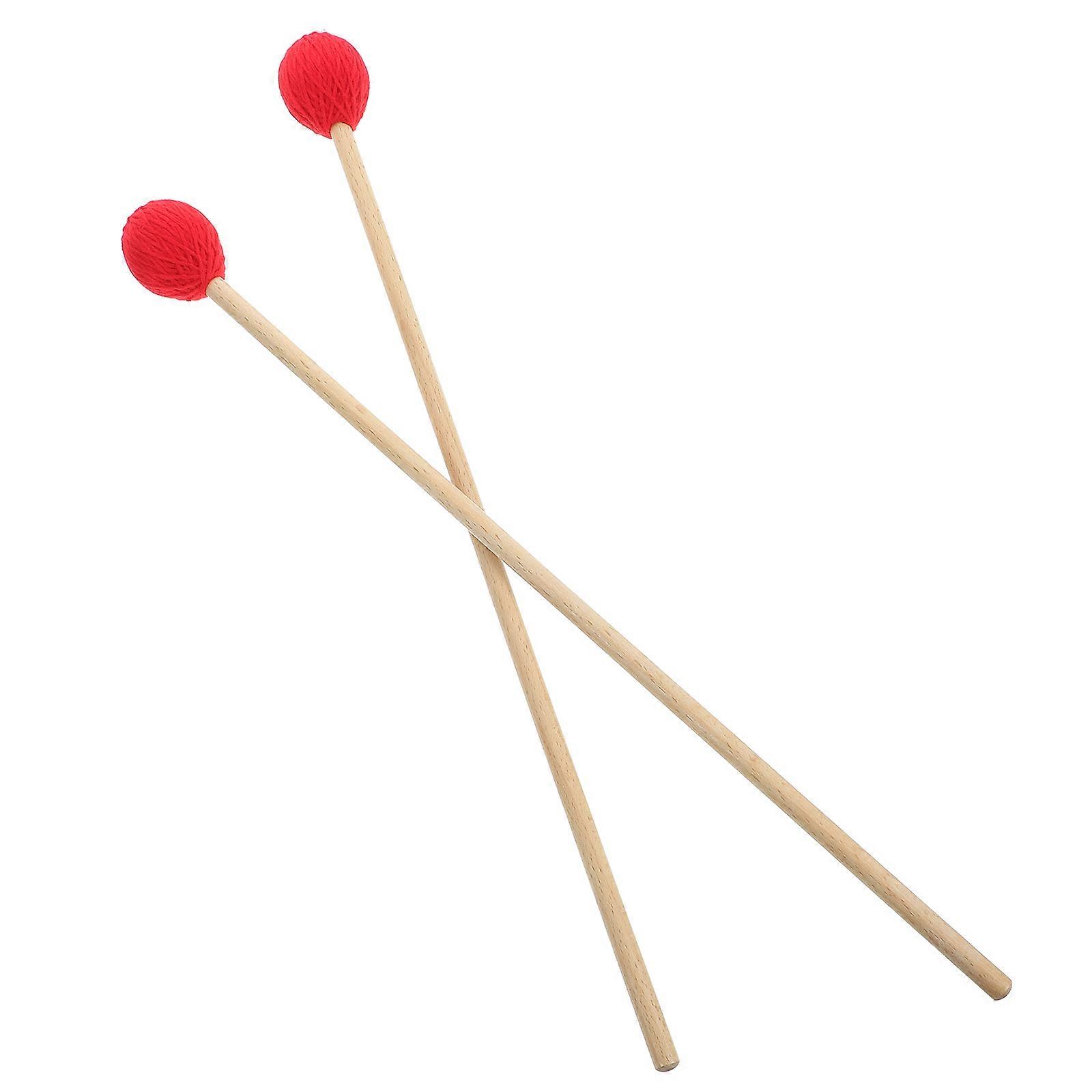 Marimba Mallets Wood Handle Designed for Playing 3Pairs Red Percussion Sticks