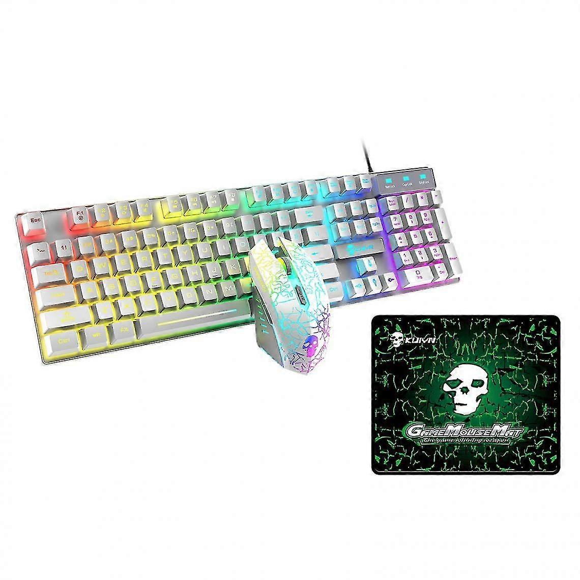 Usb Wired Rainbow Backlit Black Rgb Backlit Keyboard Mouse Set