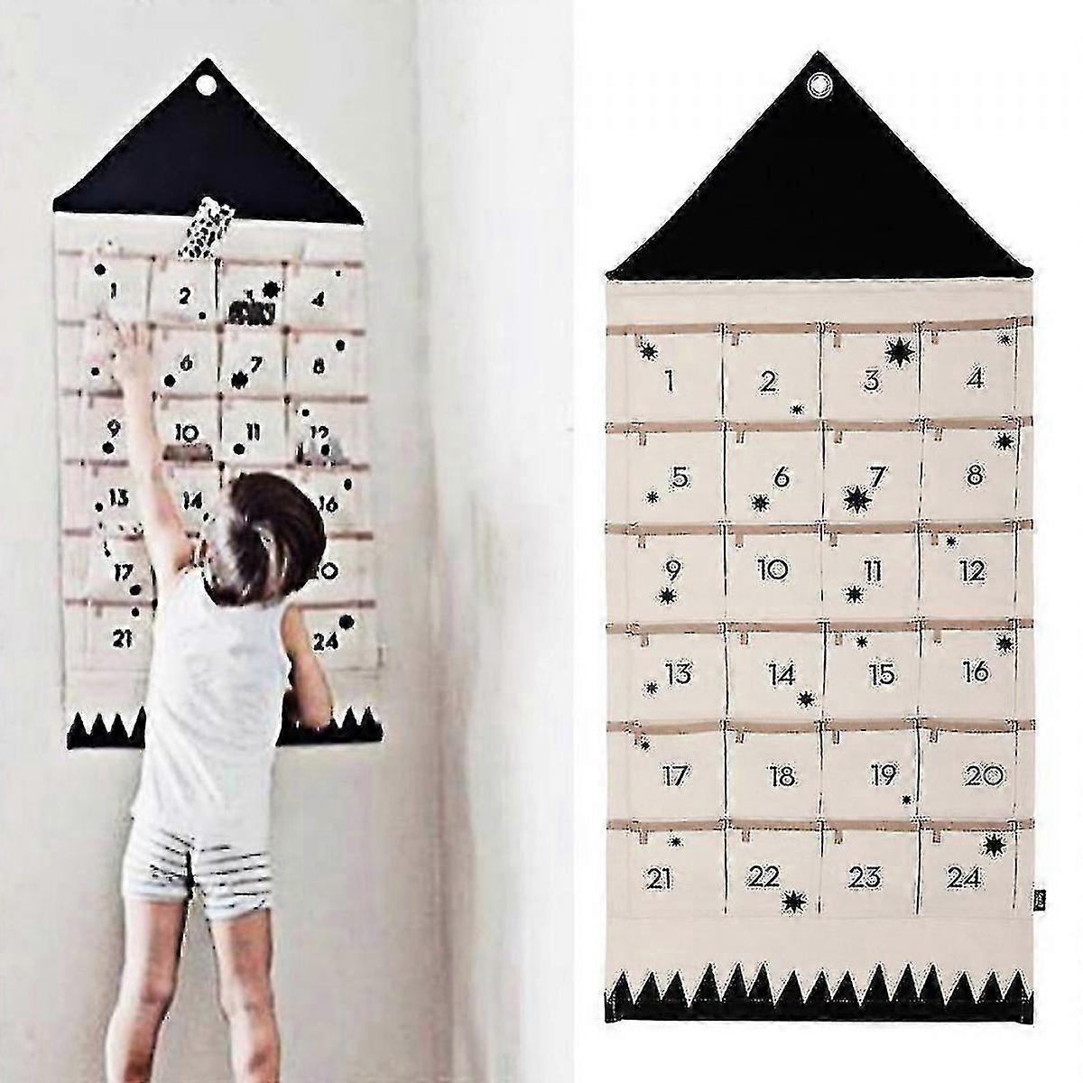 24 Countdown Advent Calendar For Christmas Xmas Hanging Pockets Gift