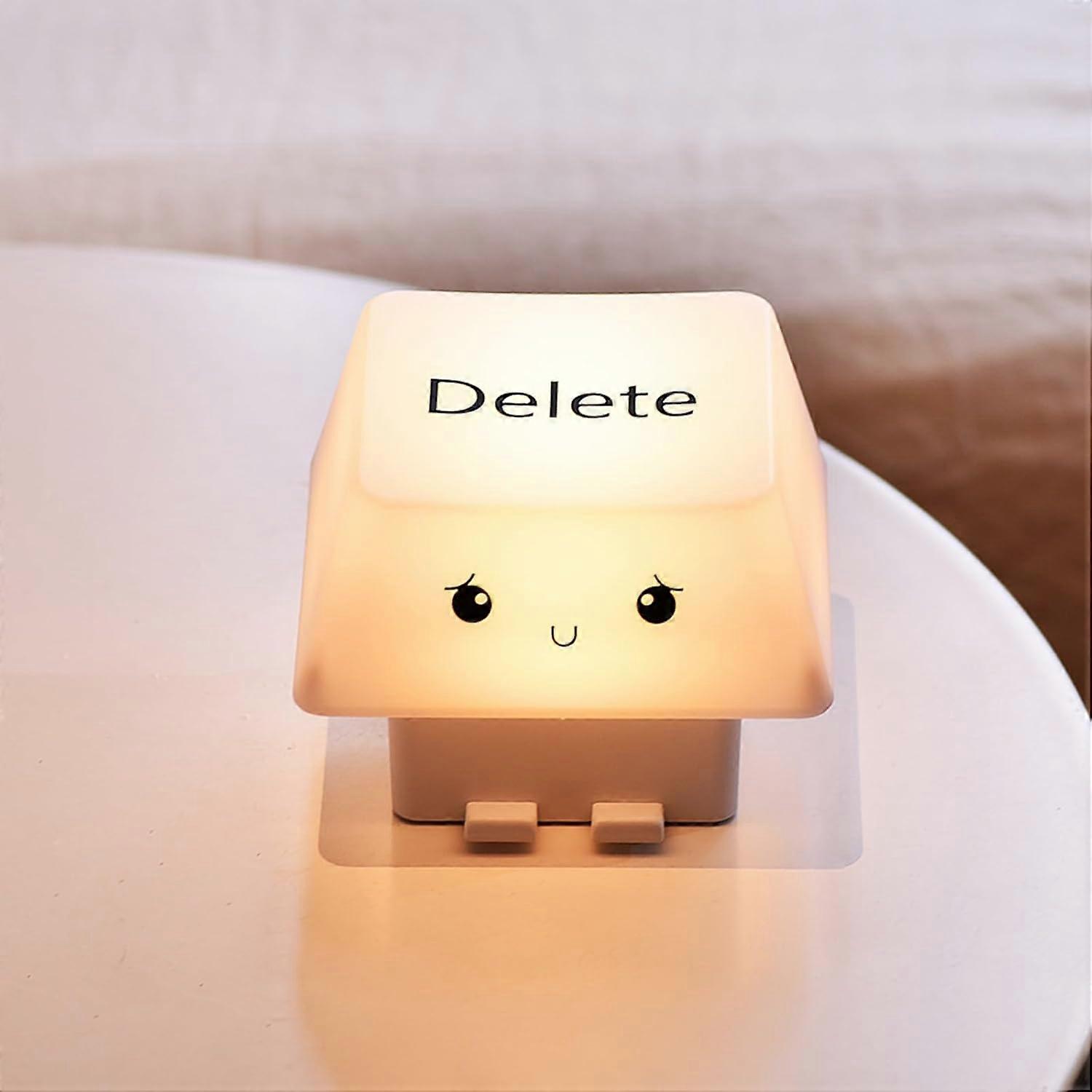 Creative Deletes Keycap Lamp USB Rechargeable Mood Light with Adjustable Brightness and Phone Holder for Bedroom Decor