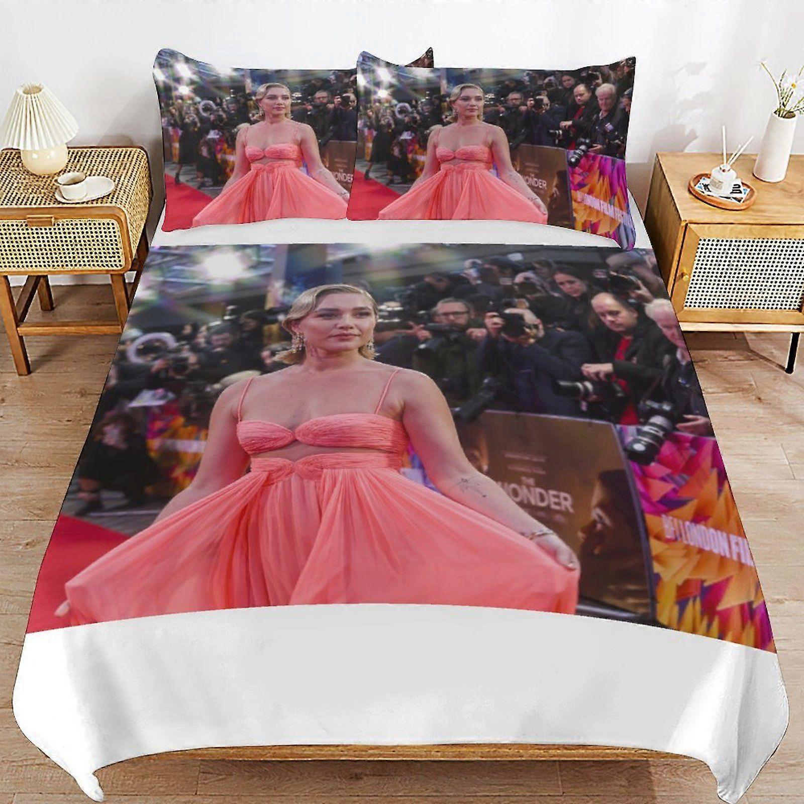 t33 Florence Pugh Breathable Comfort Texture Clean Finish Hidden Zipper System Duvet Cover Sets for Home Use h33