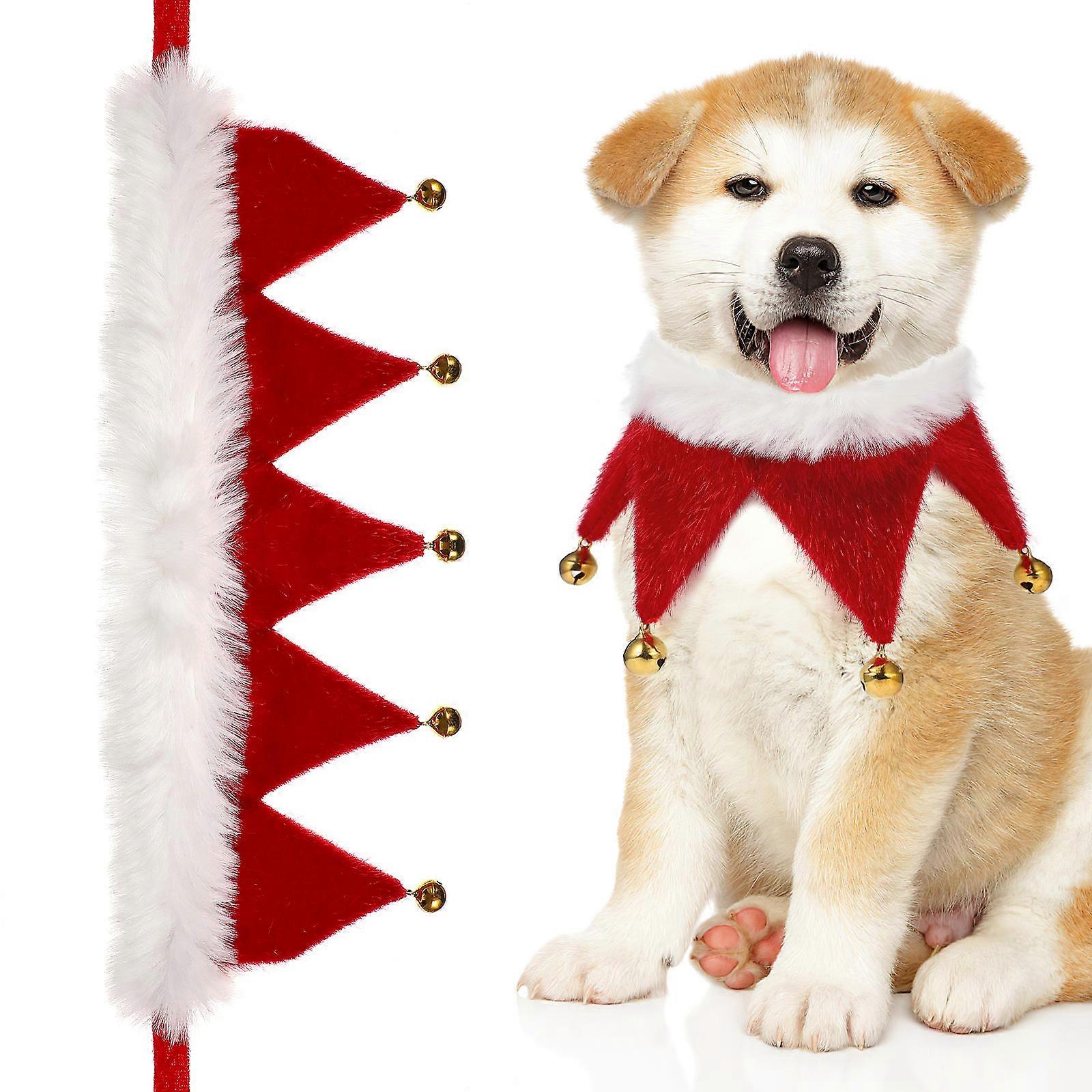 Soft Christmas Pet Neckerchief With Bells For Dogs And Cats Suitable For Holiday Events And Photos Size S 2Pcs