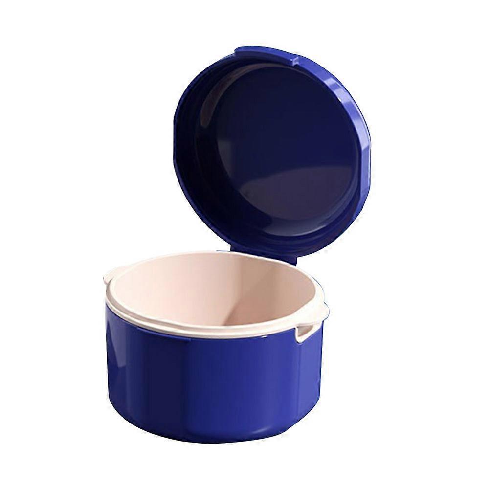 Denture Cleaning Case 2Pcs For Retainers Adults Portable Convenient Hollow Design Blue Storage Container