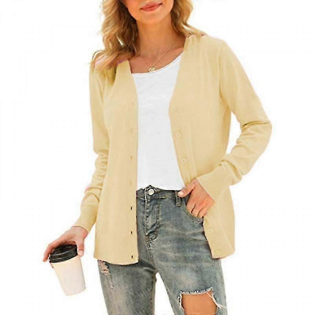 Women's Basic Long Sleeve Button Front Cardigan Sweater Knit Coat Tops Outerwearp