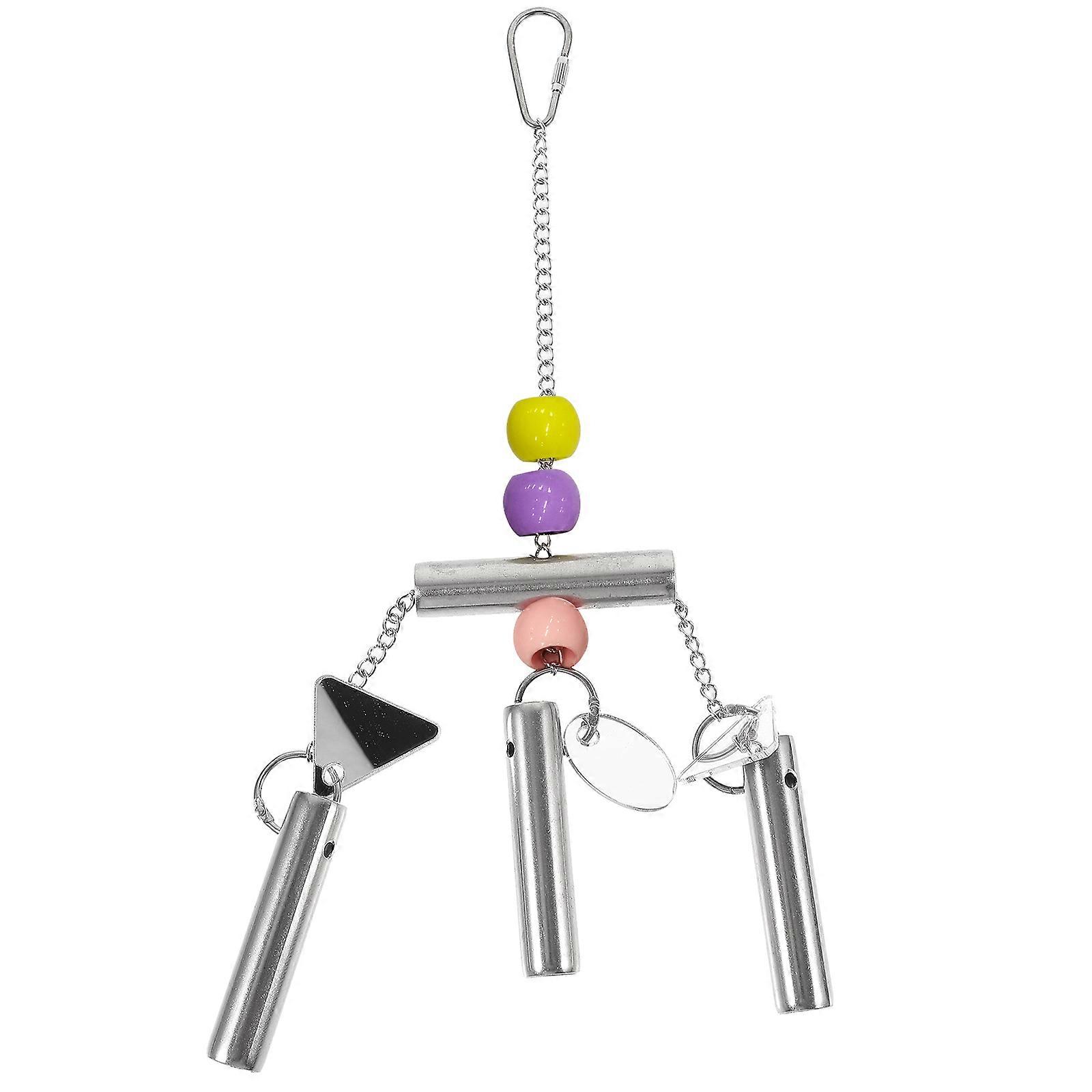 Metal Hanging Bird Bell Toy 5Pcs Suitable For Pets Rectangular Shape Silver Color Beak Maintenance