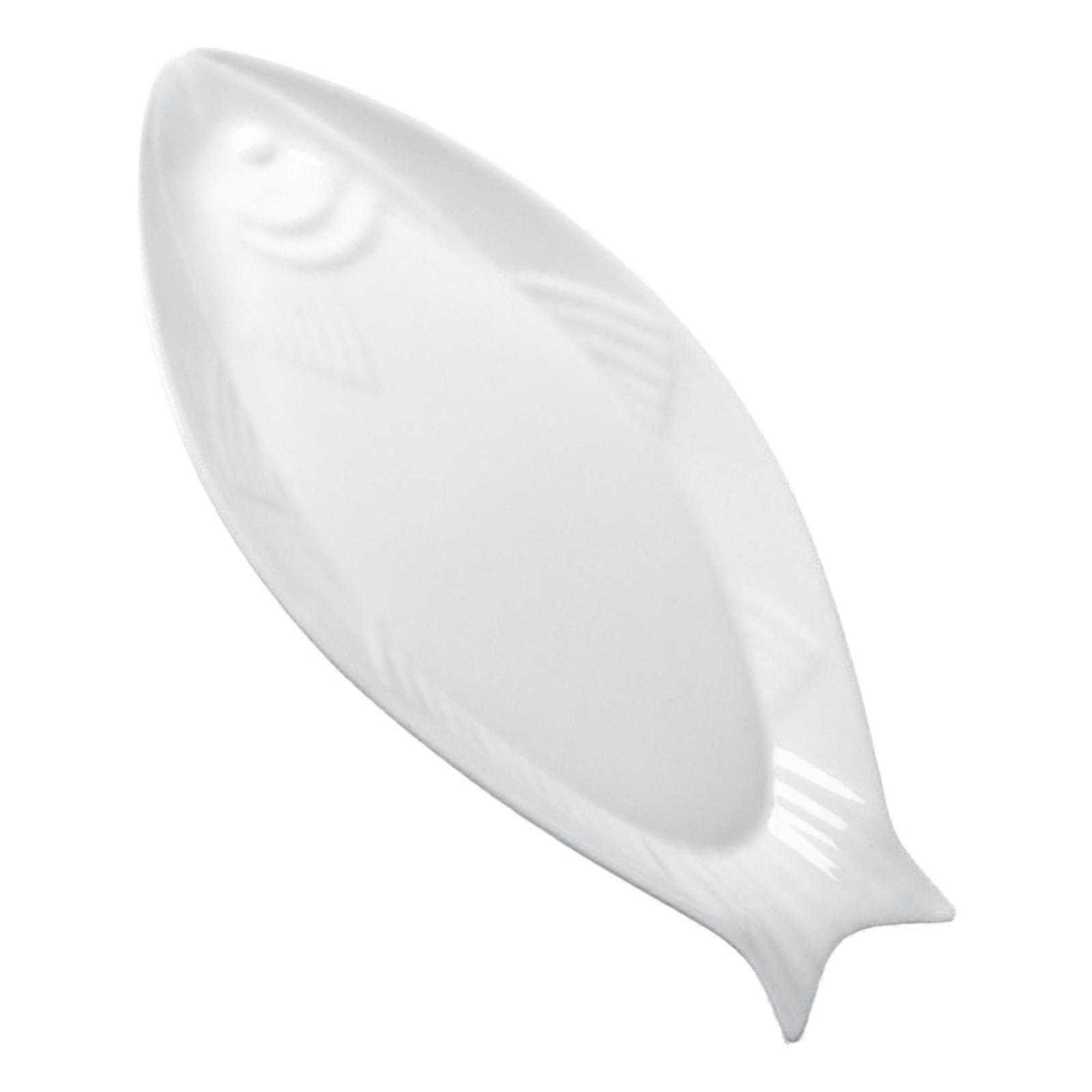 Ceramic Fish Tray Serving Platter For Home Use White 32.00X16.00X2.50CM Fish Serving 1Pack