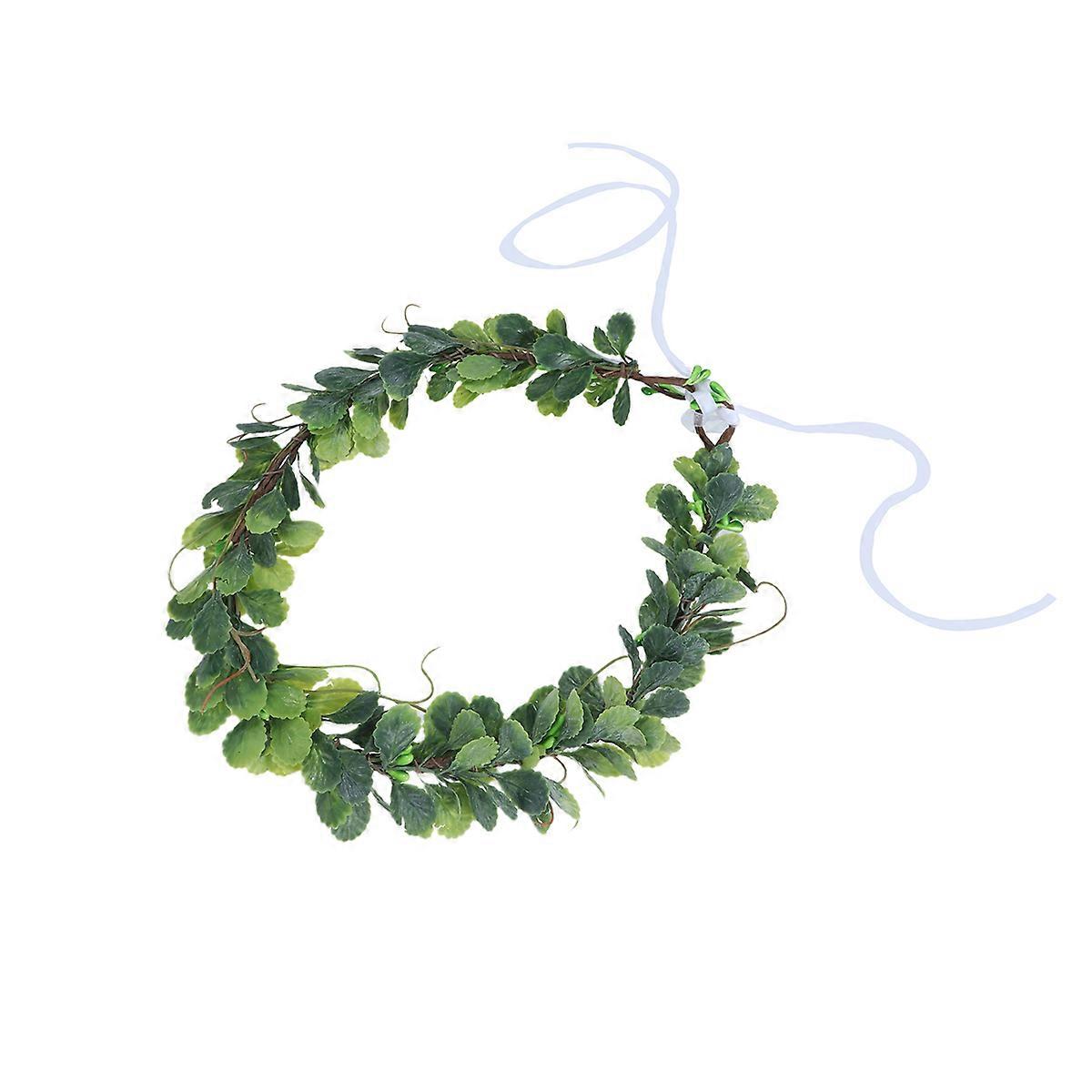 Bride Garland Headband for Decoration Green Leaf 3Pcs Artificial Headband