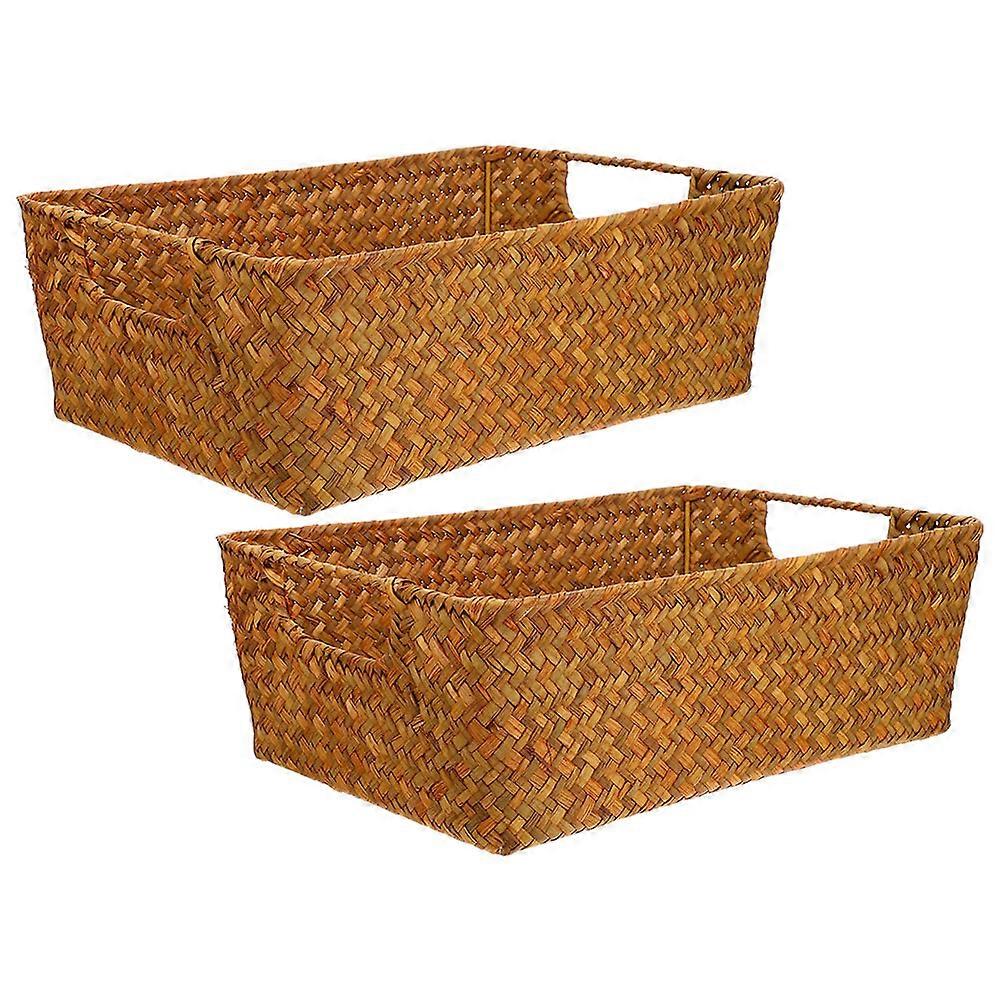 Light Brown Wicker Basket for Bread Storage with 4Pcs Handwoven Design