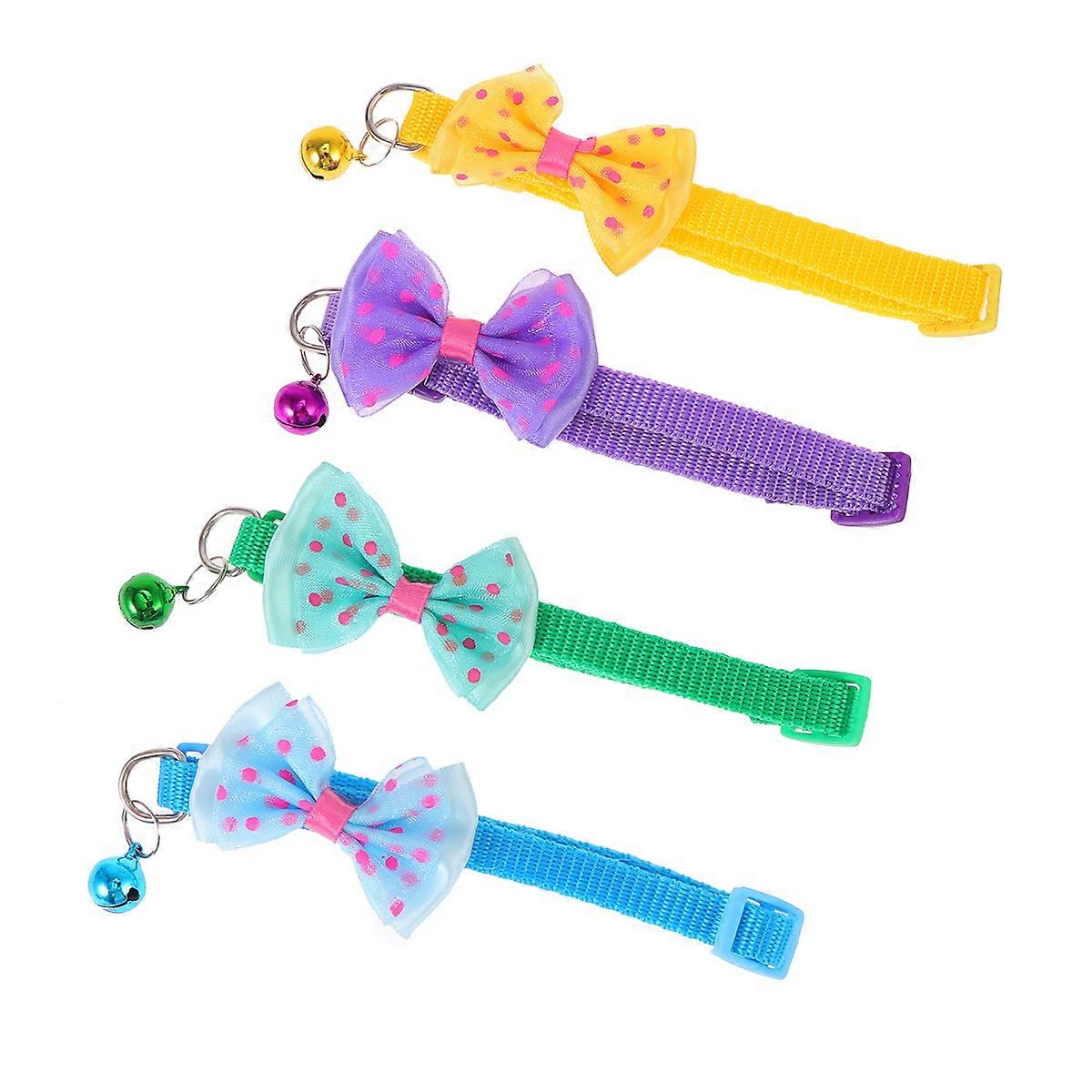 Dog Bowknot Collar Set 12Pcs Adjustable Pet Collar with Bell Assorted Colors