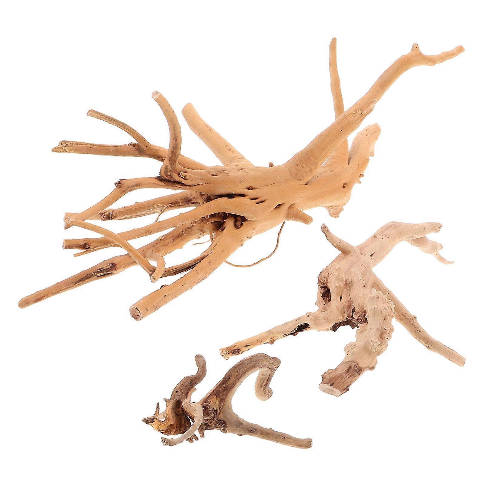 Natural-themed Driftwood Aquarium Decorations 3Pcs Random Shape Wood Ornaments For Reptile Terrariums Rustic Style Climbing Surfaces