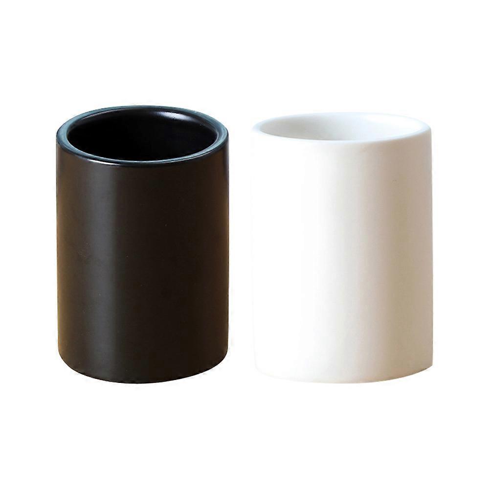 Multipurpose Ceramic Tea Cups Portable for Home 6Pcs Black White Set