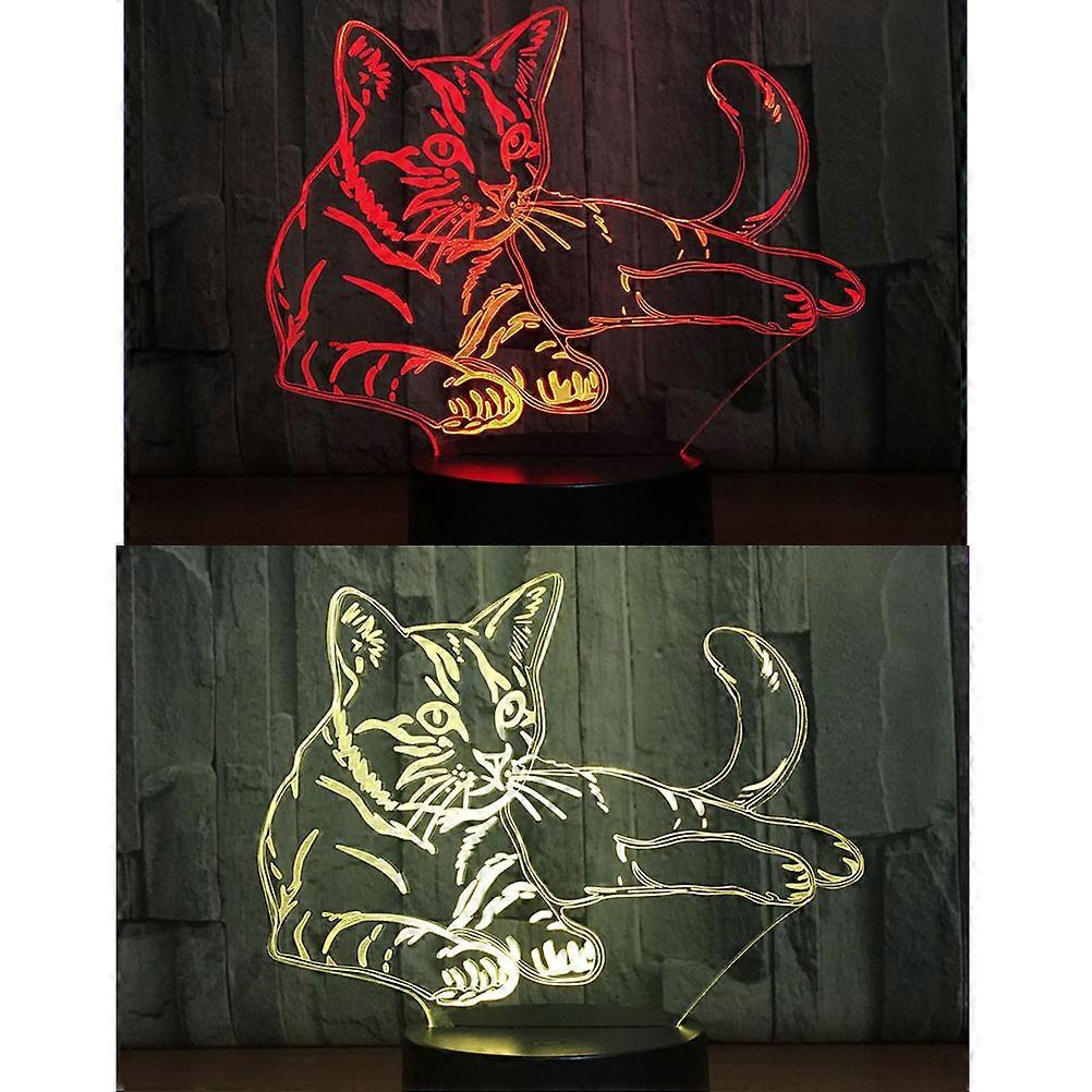 3D Illusion Cat Lamp LED Light USB Insert 2Pcs for Birthday Gift