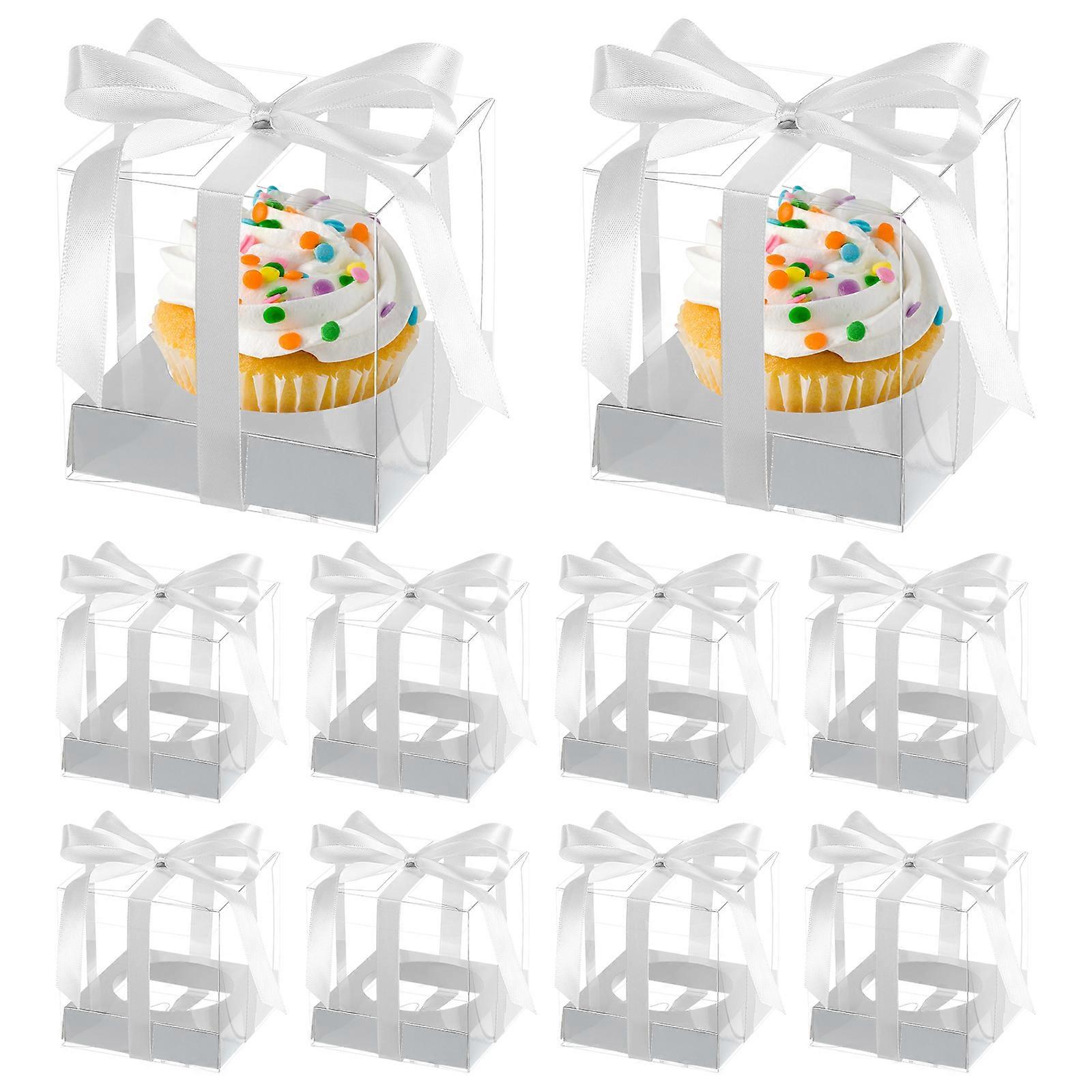 Cupcake Box Transparent Gift Box for Storage Use 30Pcs White PVC Packaging