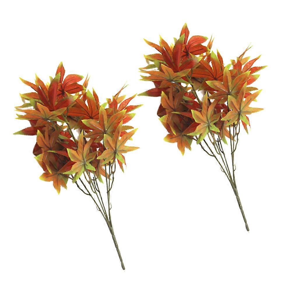 Red Simulation Maple Leaf Plant 30.00X20.00X10.00CM Bow-tied Gift Finish 2Pcs