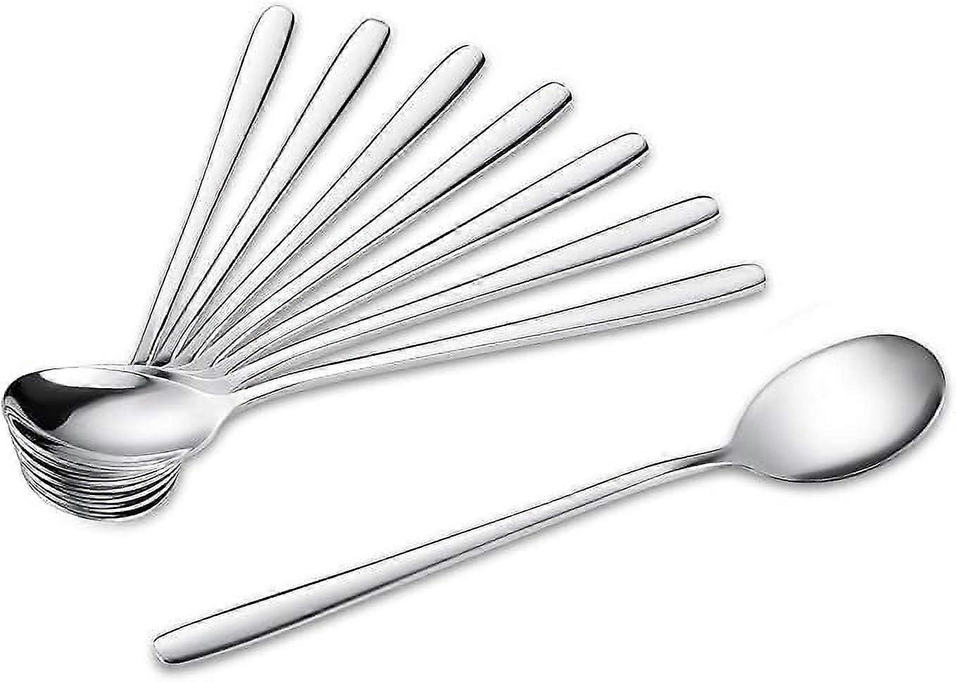 Cterwk Set of 8 Soup Spoons,Stainless Steel Spoon Long Handle Spoons for Dessert, Coffee, 6.7 inch