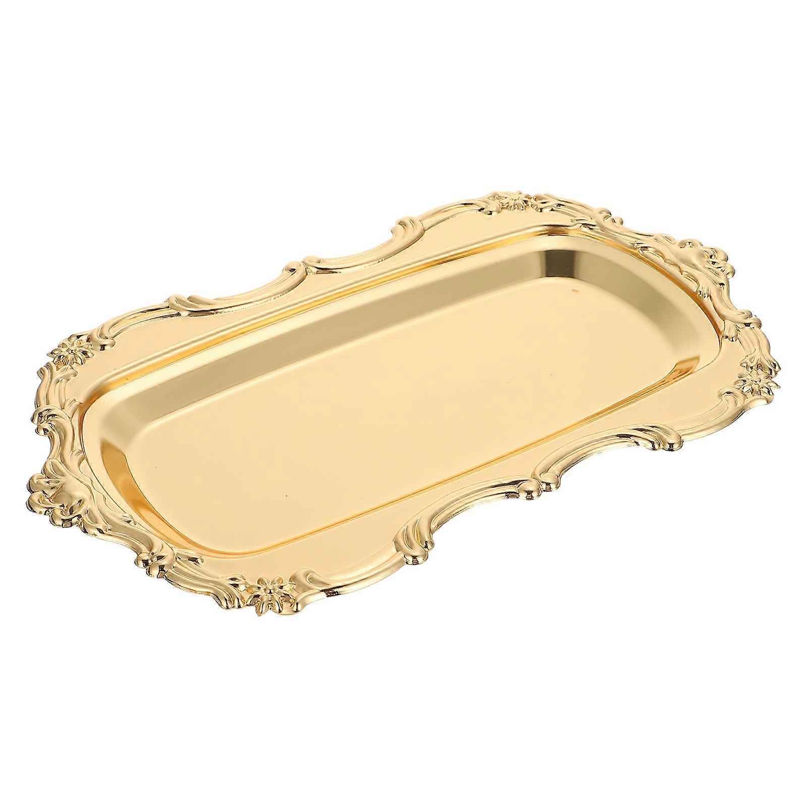 Golden Appetizer Serving Tray European Style Plate for Storage 2Pcs