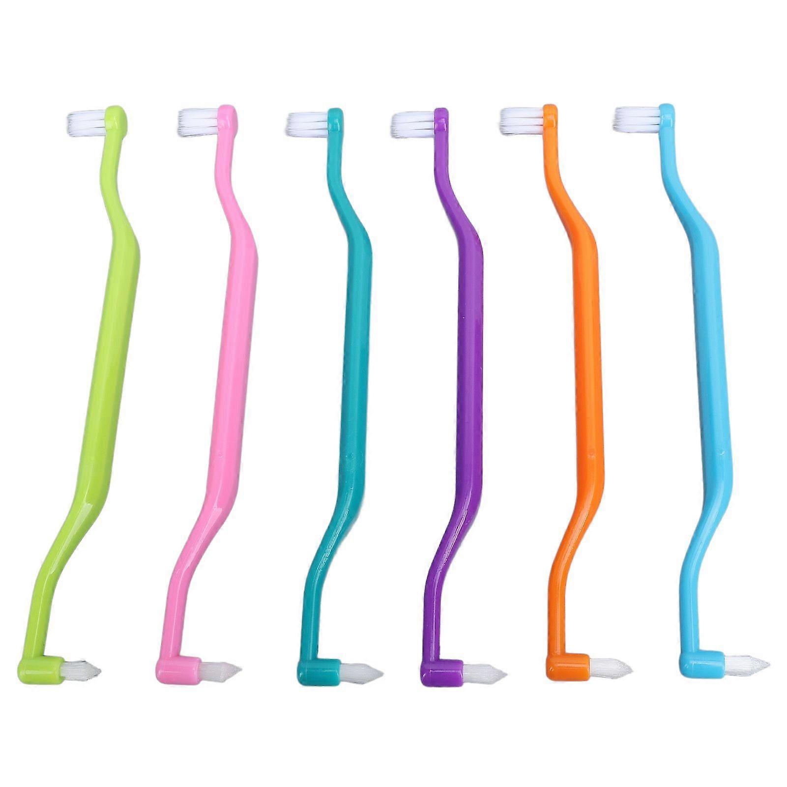 12Pcs Double Sided Cat Toothbrush Efficient Curved Handle Elastic Bristles Cat Teeth Cleaning Brush for Kitten Small Pet