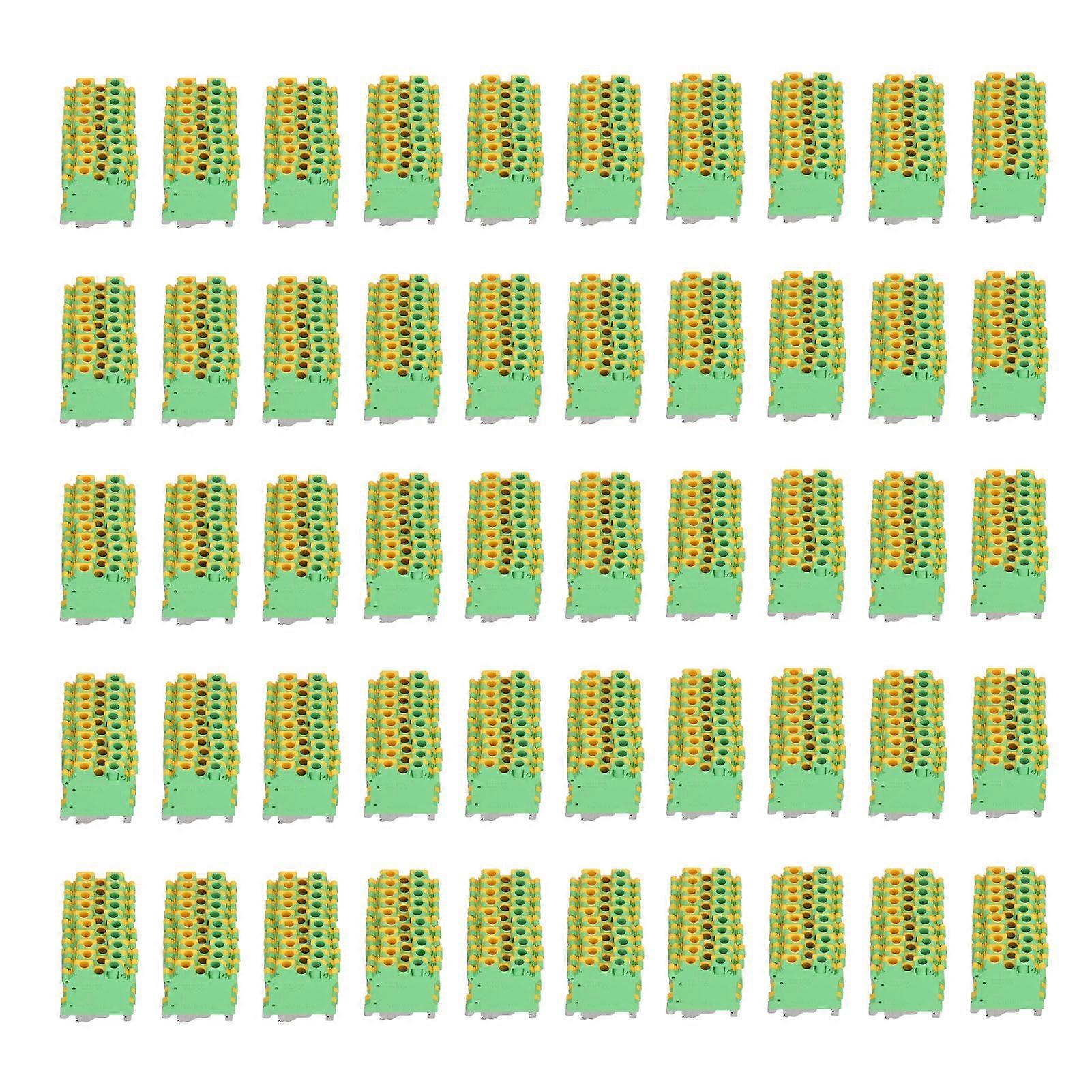 50Pcs DIN Rail Mount Terminal Grounding Terminals Block for Electrical Connections USLKG6