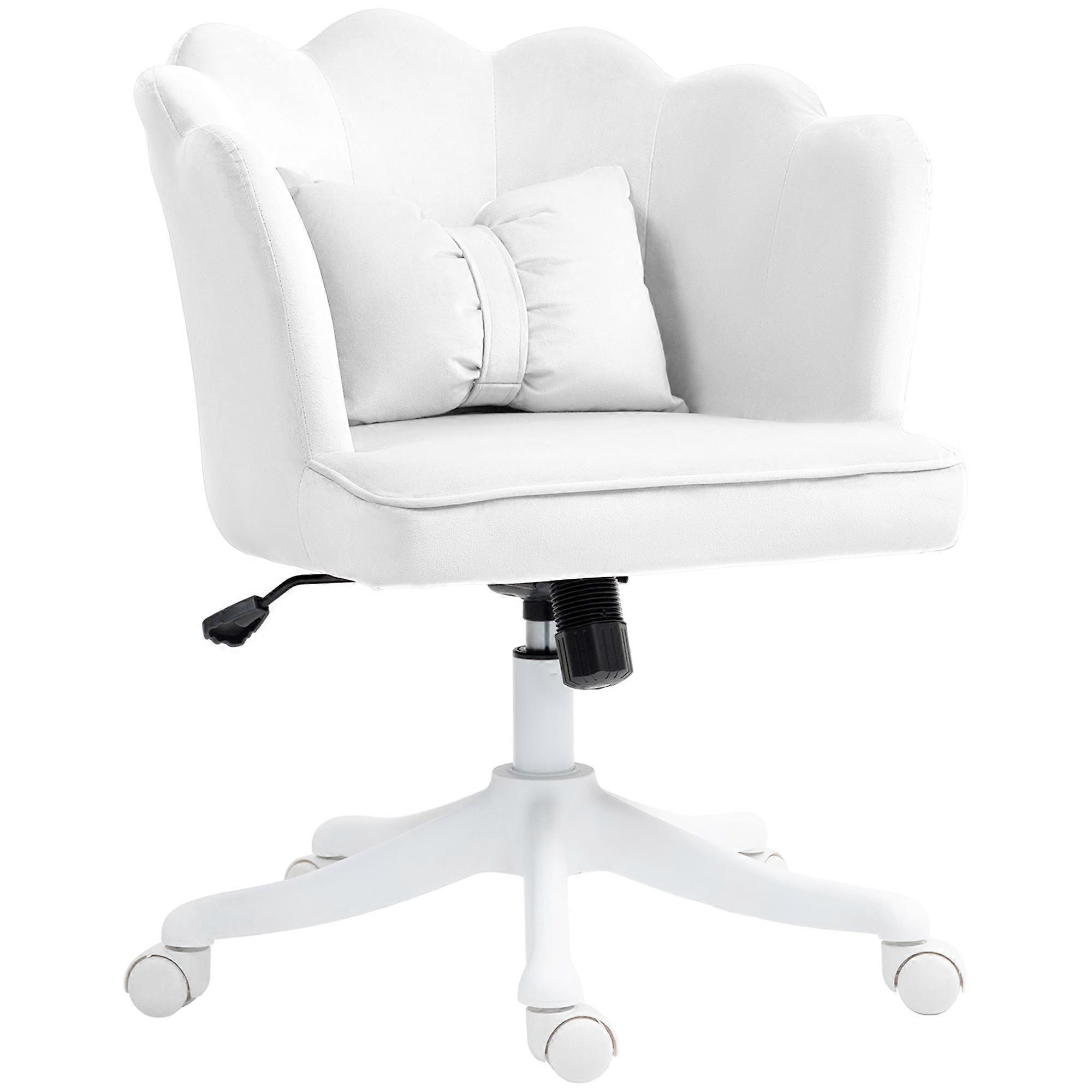 White HOMCOM Office Chair Armrests Swivel Adjustable Height Padded