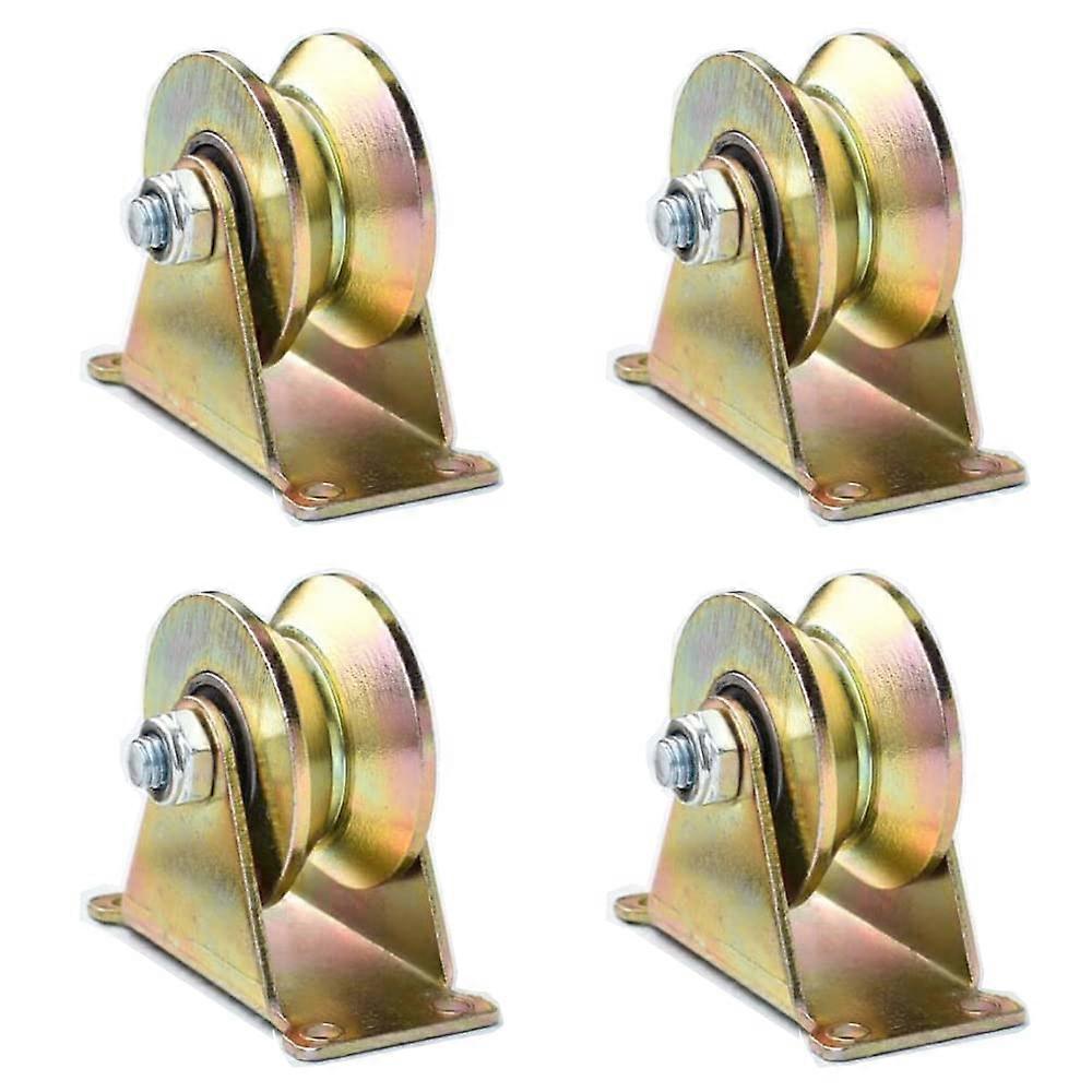 2' V Groove Wheel Caster With Bracket For Inverted Track  Sliding Gate, Wire Rope Rail, 660 Lbs, 4 Pack