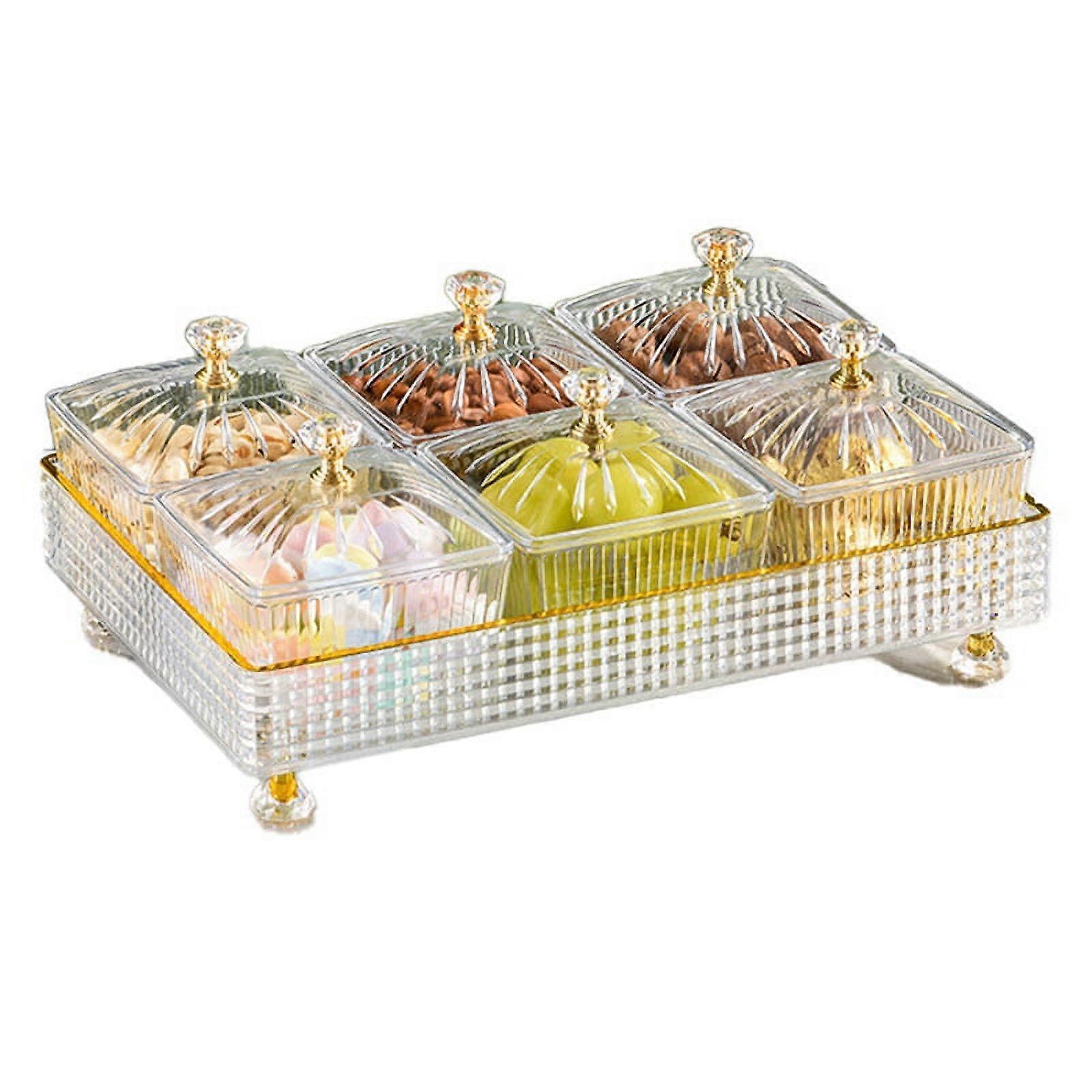 Candy Plate Light Fruit Box Room Small Snacks Divided Refreshment Tray Plastic Dried Fruit Dish,C