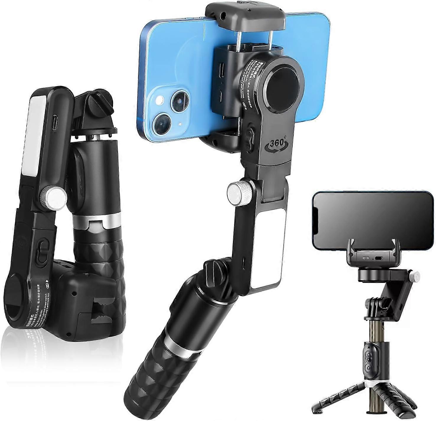 Gimbal Stabilizer， Extendable Auto Balance Selfie Stick Tripod with Wireless Remote, Remote 360°Automatic