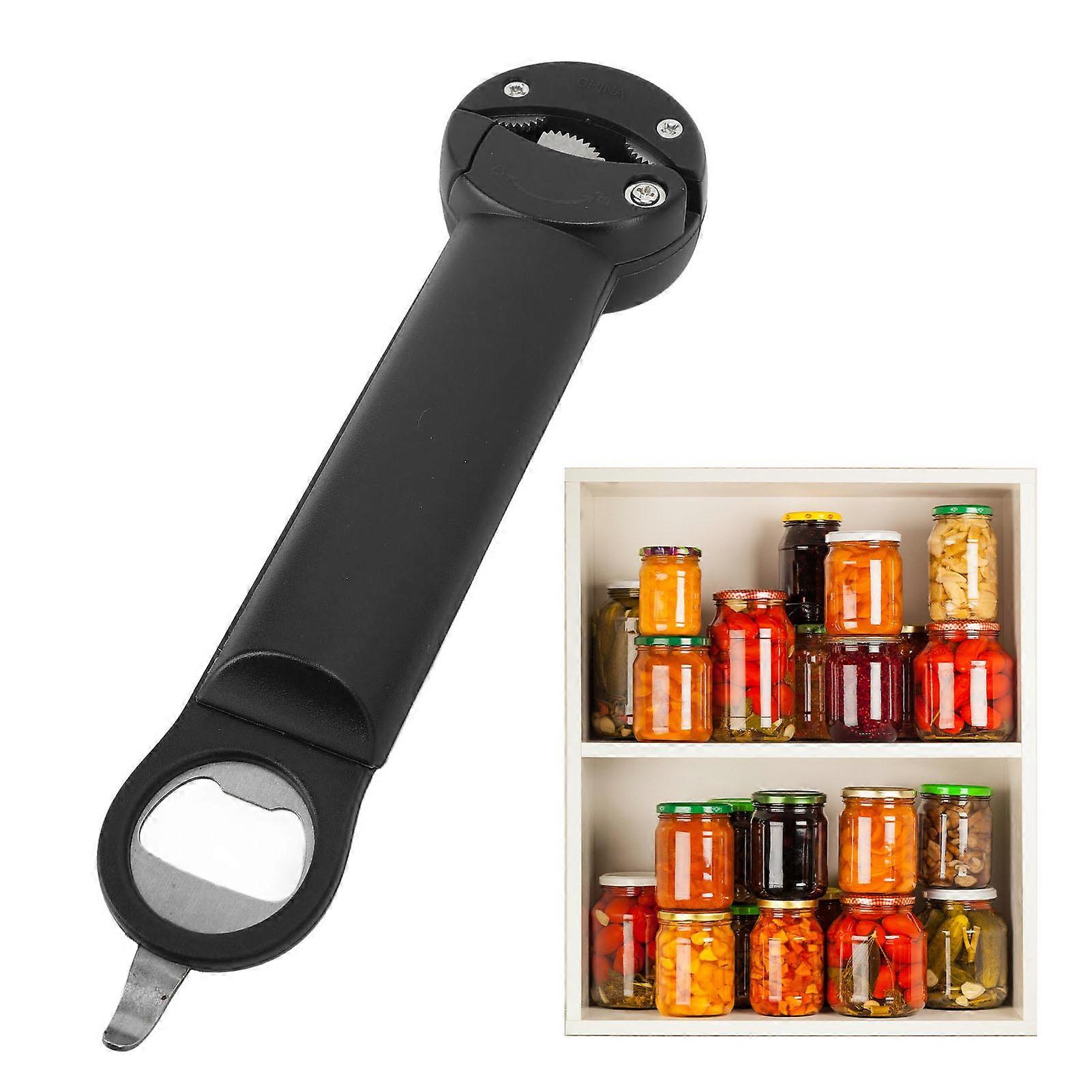 Retractable Jar Opener Adjustable Stainless Steel Labor Saving Multifunctional Bottle Opener for Home Use Black 