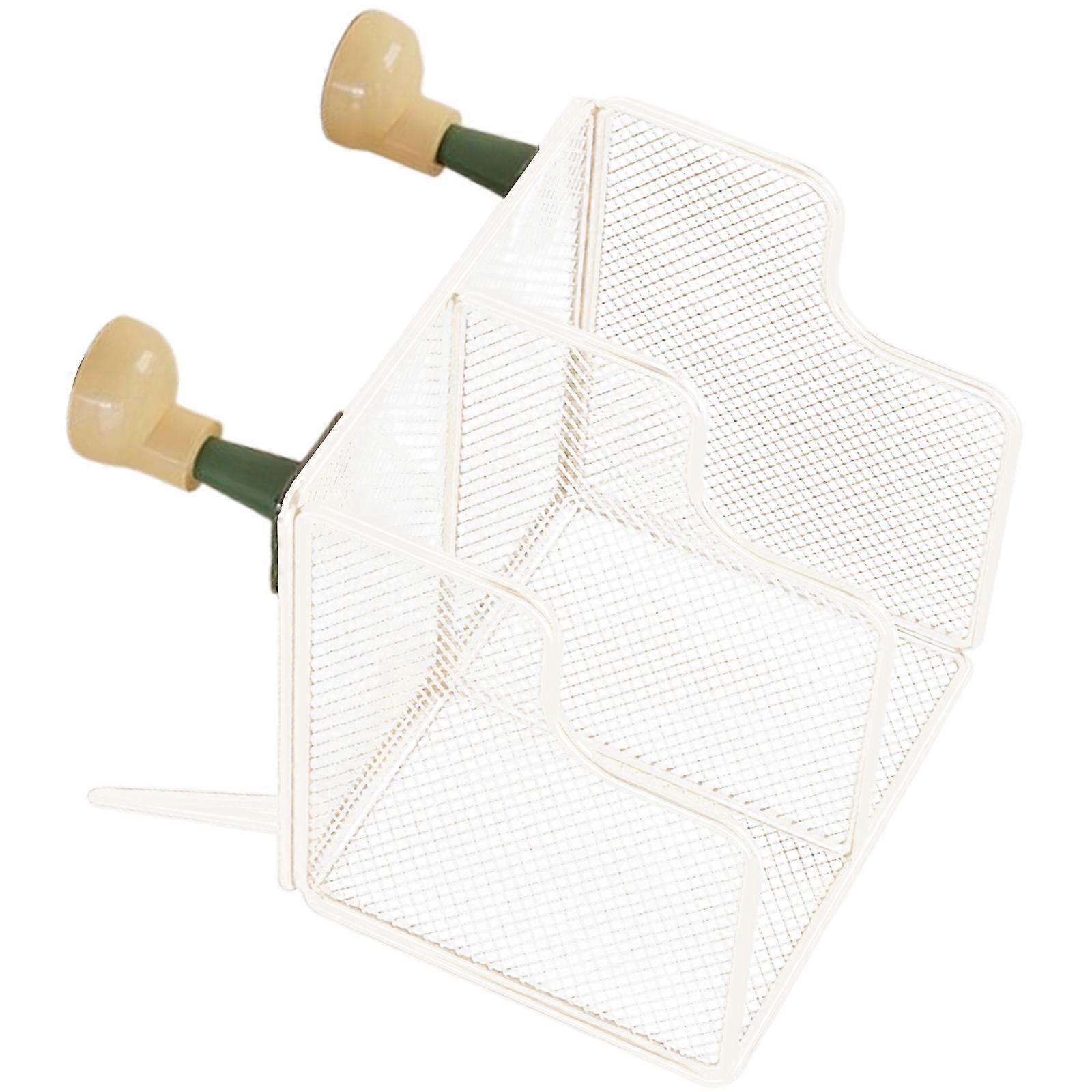 Delicate Multiple Tiers Desktop Storage Unit Reinforced Structure Organizing Books Documents Office Essential  White