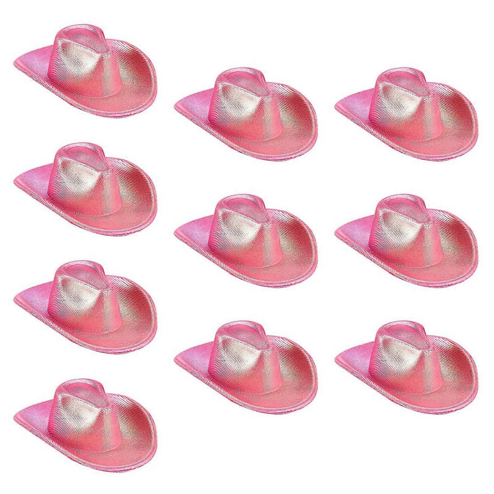 Glitters Pink Sparkling Cowboy Hat Shape Bottle Toppers For Themed Parties Table Decors And Festive Event Accessories Multicolor