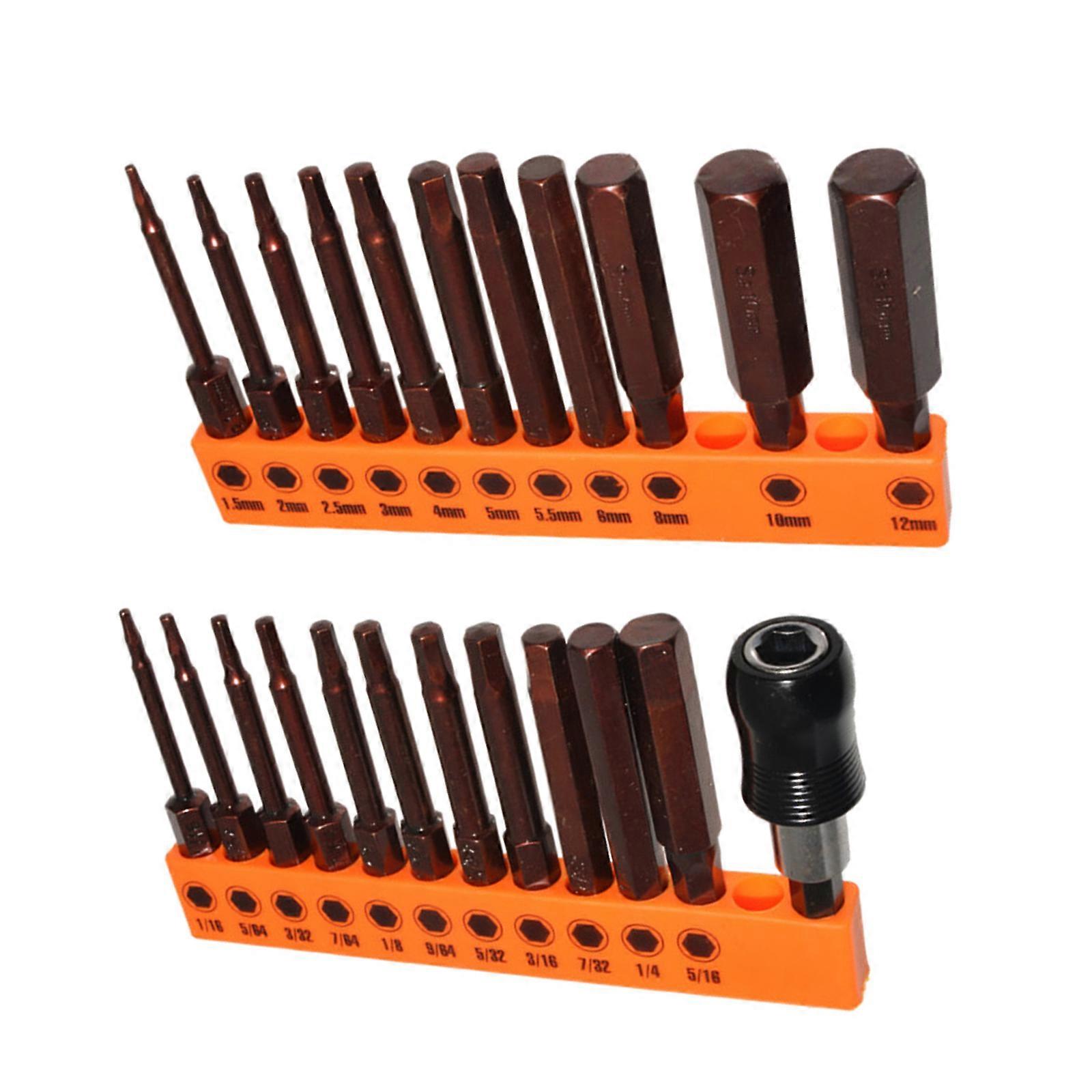 23Pcs Wrenches Drill Bit Hex Head Allen Wrenches Drill Bit Set Steel Hex Bit Set 60mm Magnetic Screwdriver Bit Multicolor
