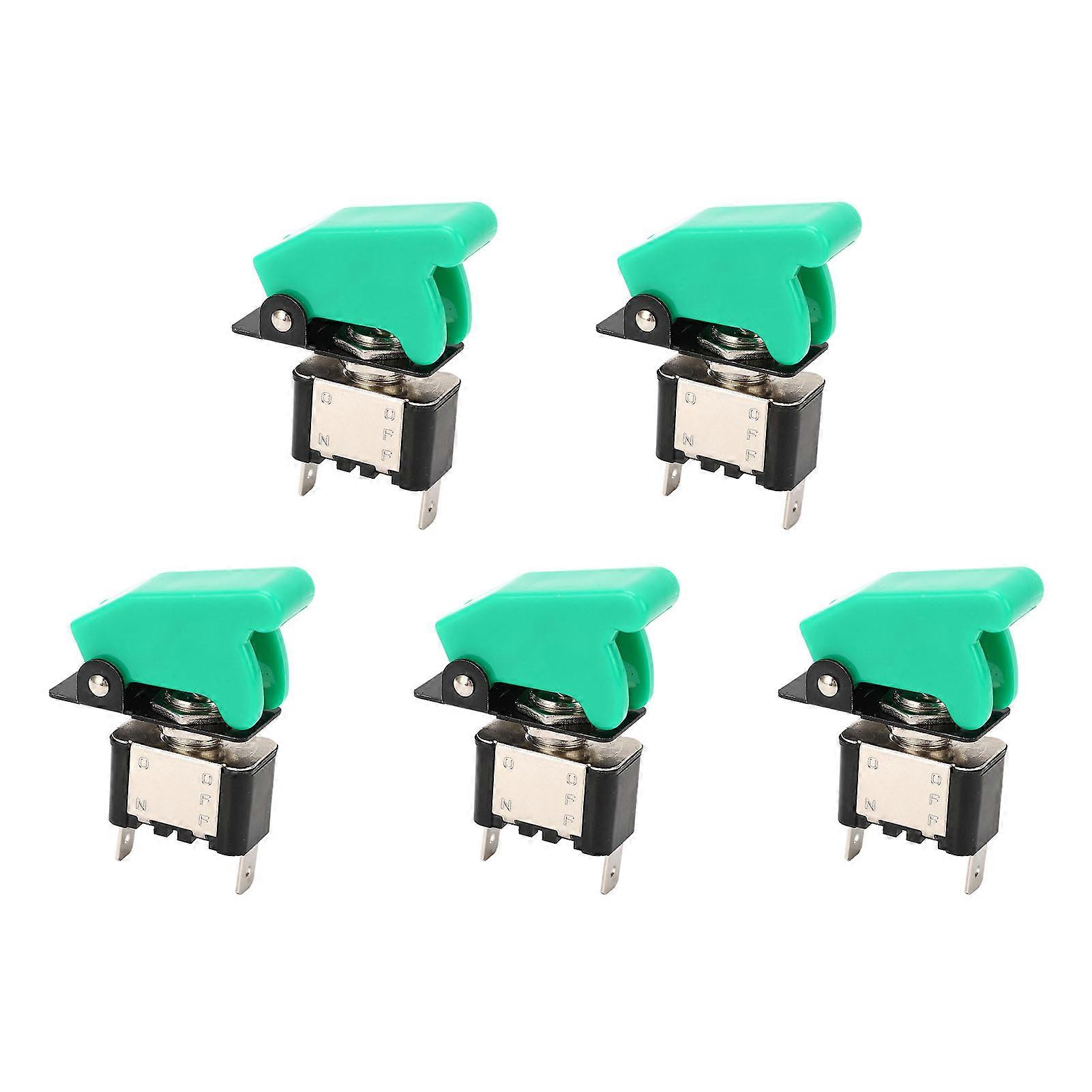 5 Pcs Toggle Switch 2 Pin Alloy High Conductivity Anti Oxidation Electrical Toggle Switch with Protective Cover DC12V