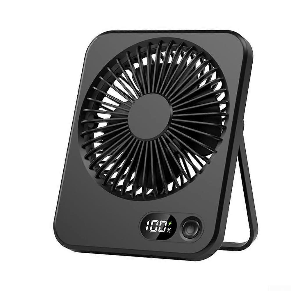 Rechargeable Portable Fan With Adjustable Tilt And Digital Battery Indicator, Black