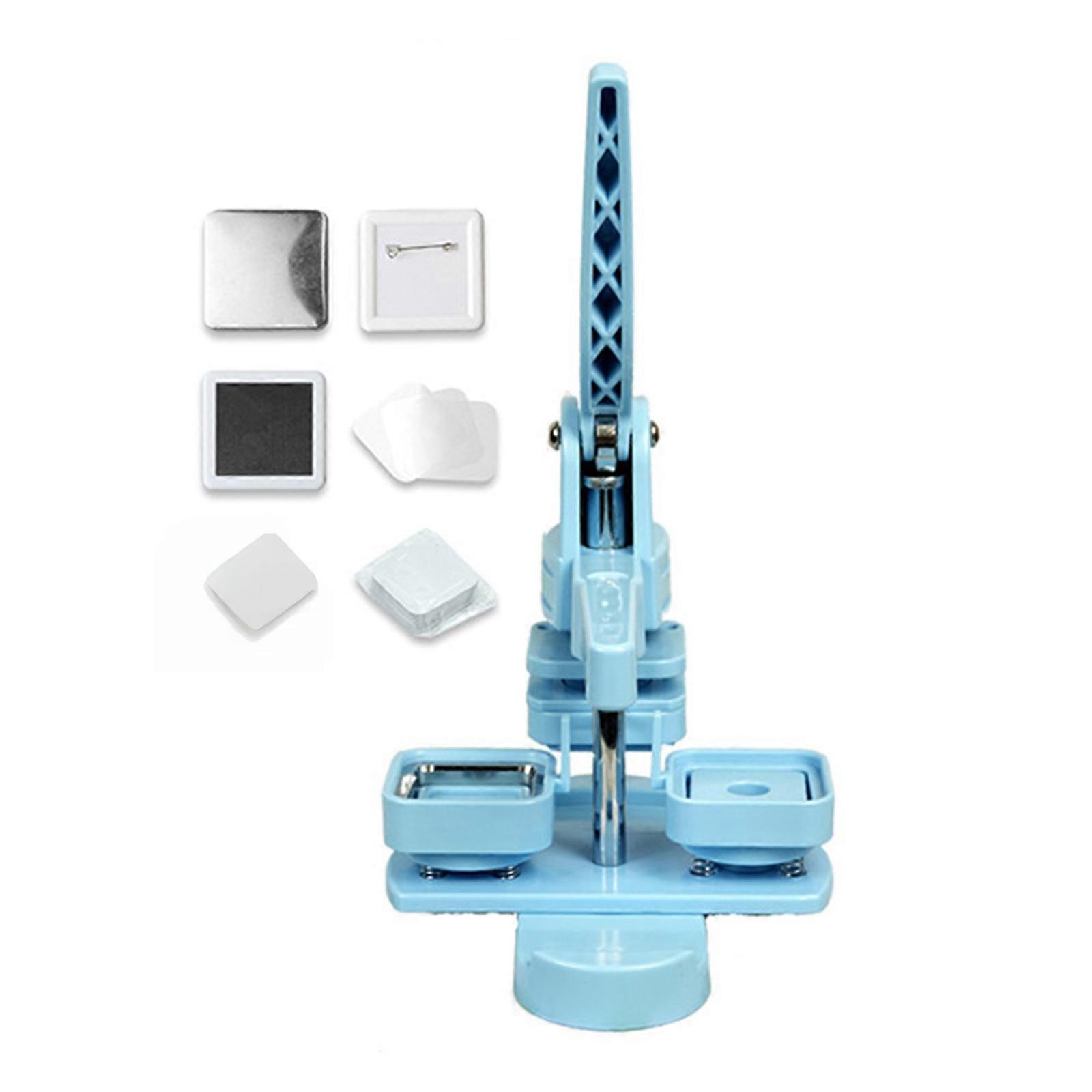 Pin Button Maker Machine 55MM Square Button Maker Badge Button Press with 100Pcs Covers Button Paper and Film for Badge Multicolor