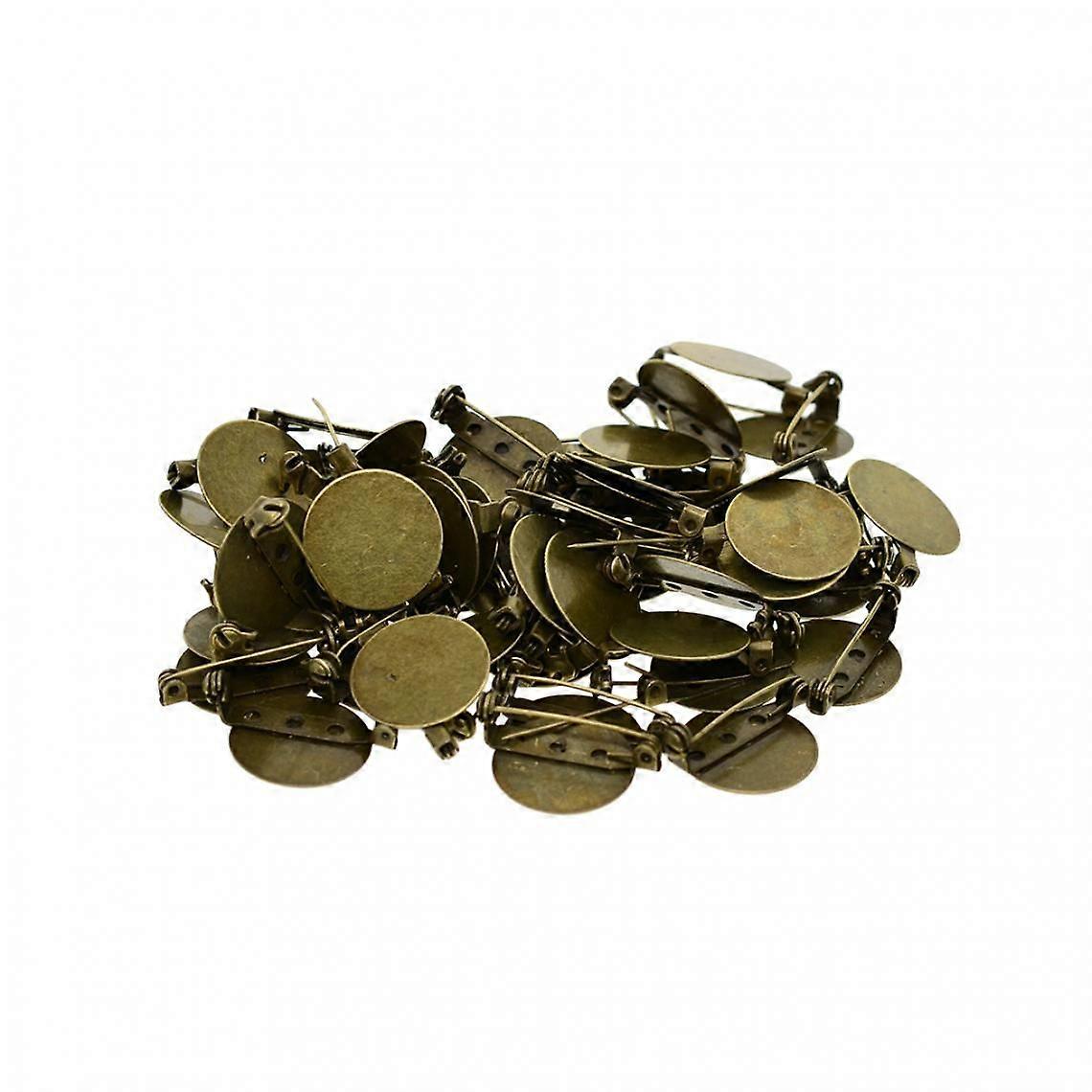 50pcs DIY Brooch Lapel Safety Pins Round Buffer Base Blank Cabochon Bronze Back