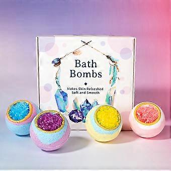 4*100g Sea Salt Bath Salt Balls Crystal Sea Salt Essential Oil Bath Salt Balls Granular Salt Body Bath Bath Balls Geode Salt Fried Salt