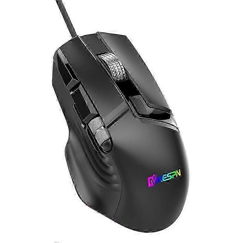 MKESPN X13 RGB Full Speed Wired Gaming Mouse 12400 DPI 10-Key Dual Scroll Wheel Swing Macro Programmable Mouse