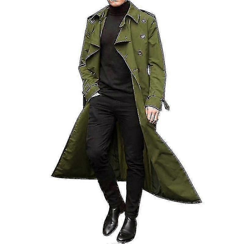 Erkekler Uzun Trençkot Yaka Palto Rahat Kış Ceket Düz Dış Giyim Yüksek Kalite
