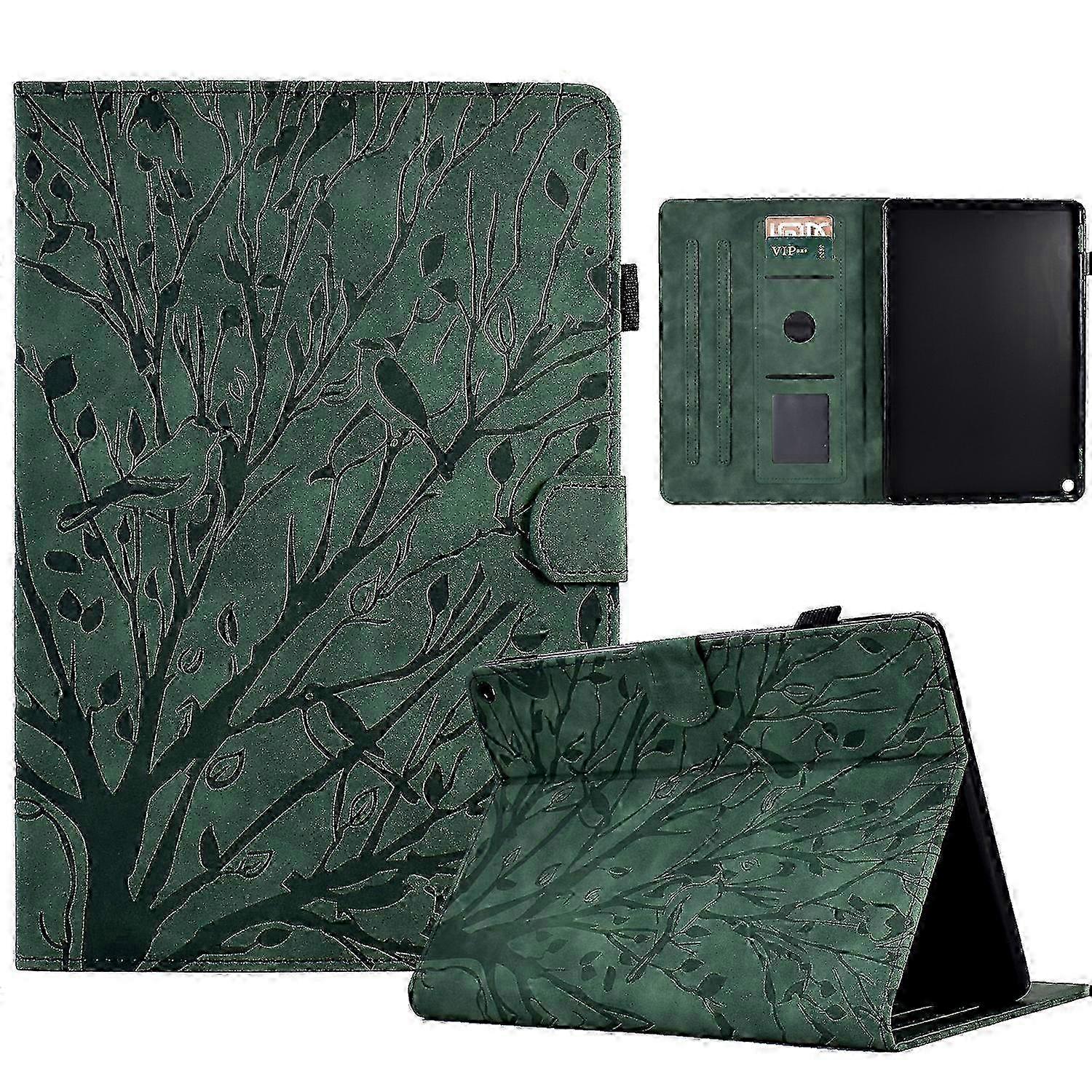 For Amazon Fire HD 10 Plus / HD 10 2021 Fortune Tree Pressure Flower PU Tablet Case with Wake-up / Sleep Function