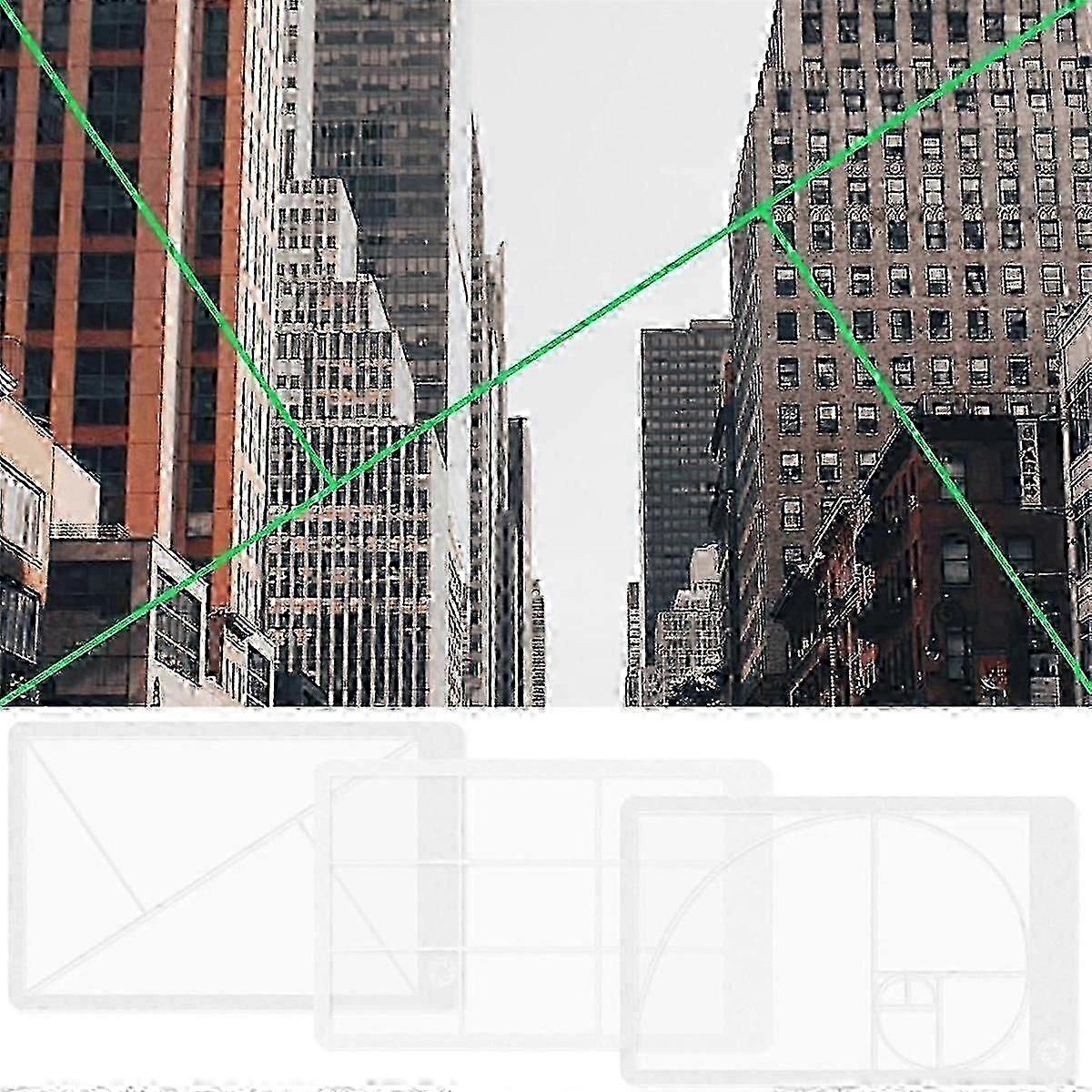 3 Pieces of Viewfinders Fibonacci Composition View Finder Golden Ratio Photo Viewing Positioning Ruler Viewer