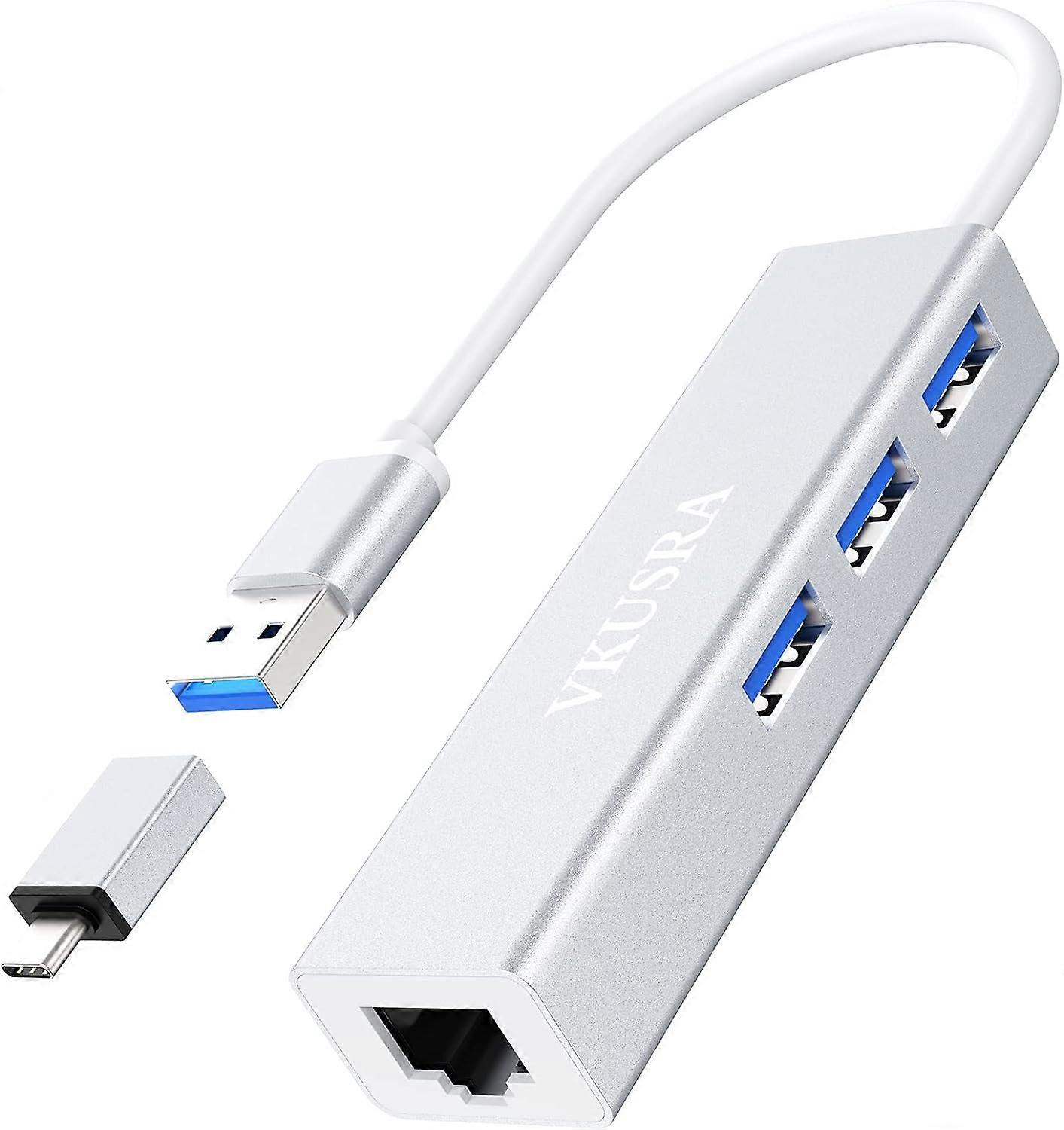 USB to Ethernet Adapter,3 USB Hub 3.0 with RJ45 Gigabit Ethernet Adapter,USB C Hub Splitter +1000Mbps LAN Network
