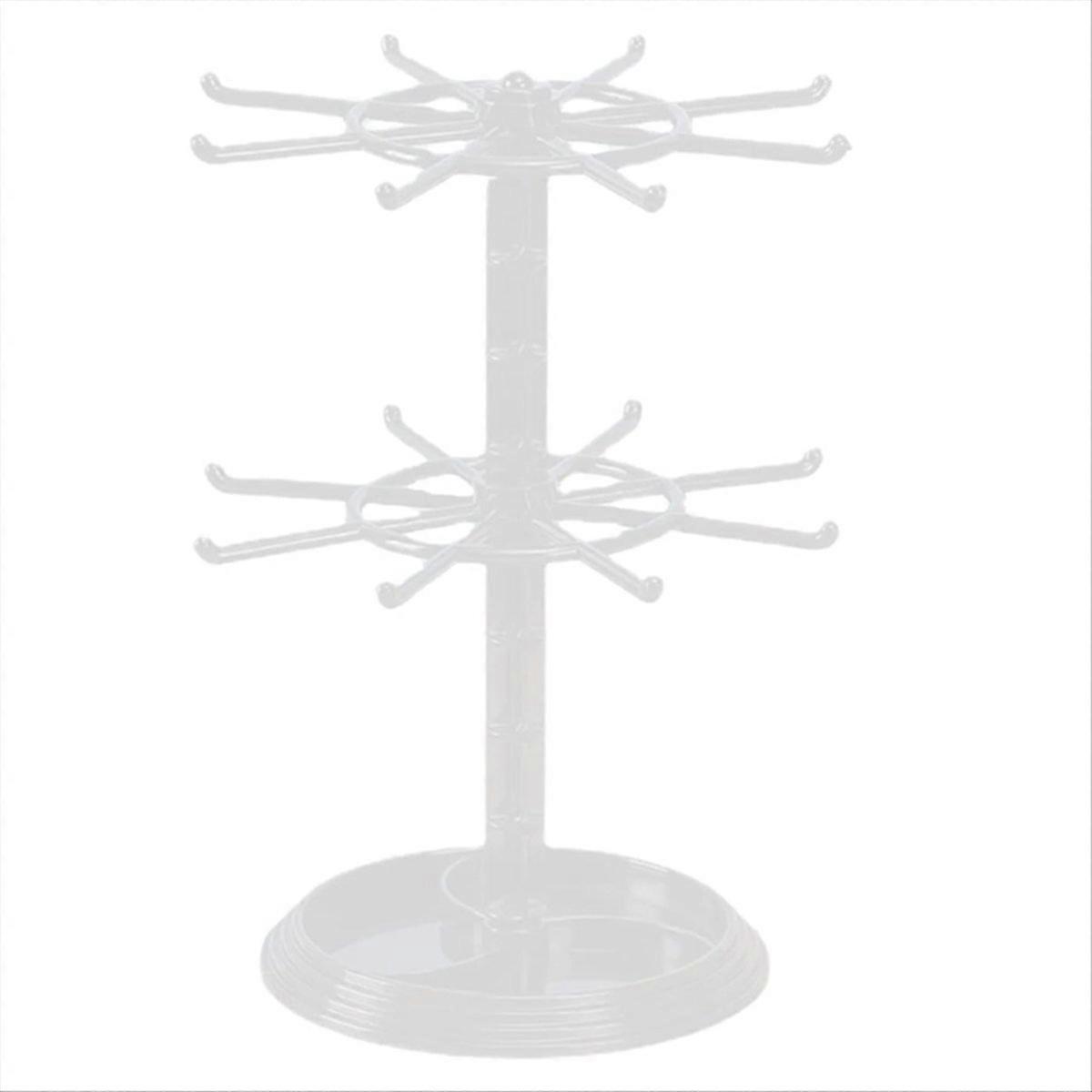 Countertop Acrylic Rotating Keychain Rack Adjustable 2 Tire Spinner Display Holder Trinkets Jewelry 