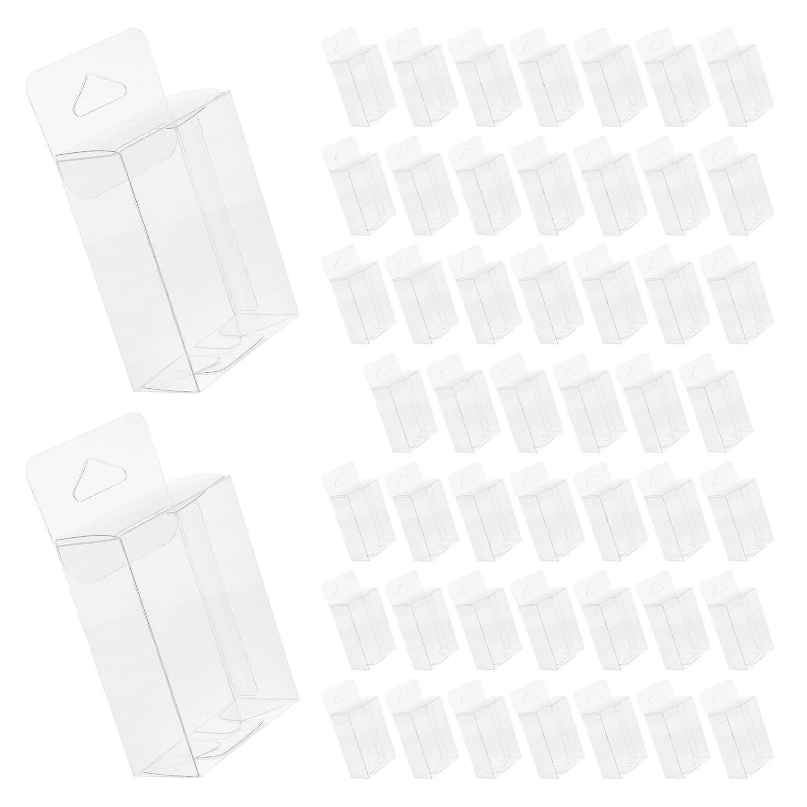 Rectangle Food Boxes Transparent Plastic Packaging Box with Hooks for Food Storage and Gifts Clear Folding Box 50Pcs